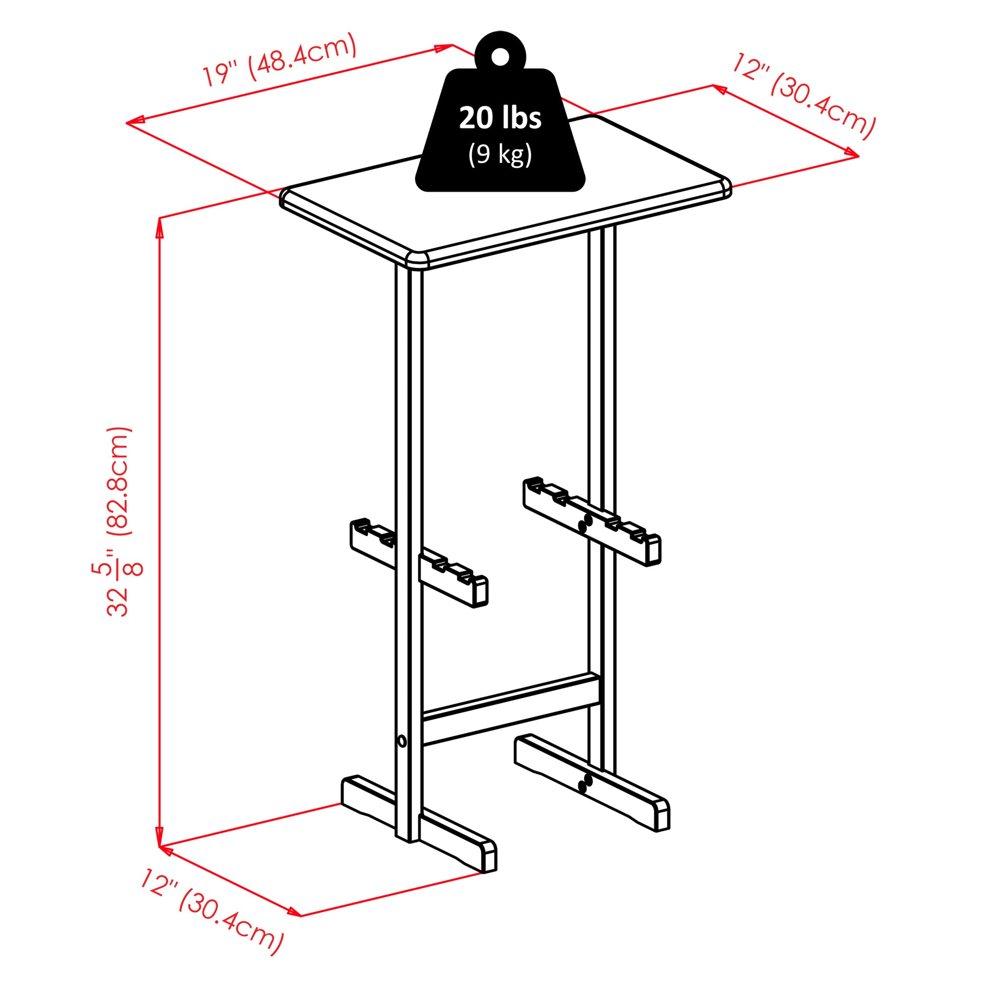 Riley Snack Table Rack, Walnut Finish