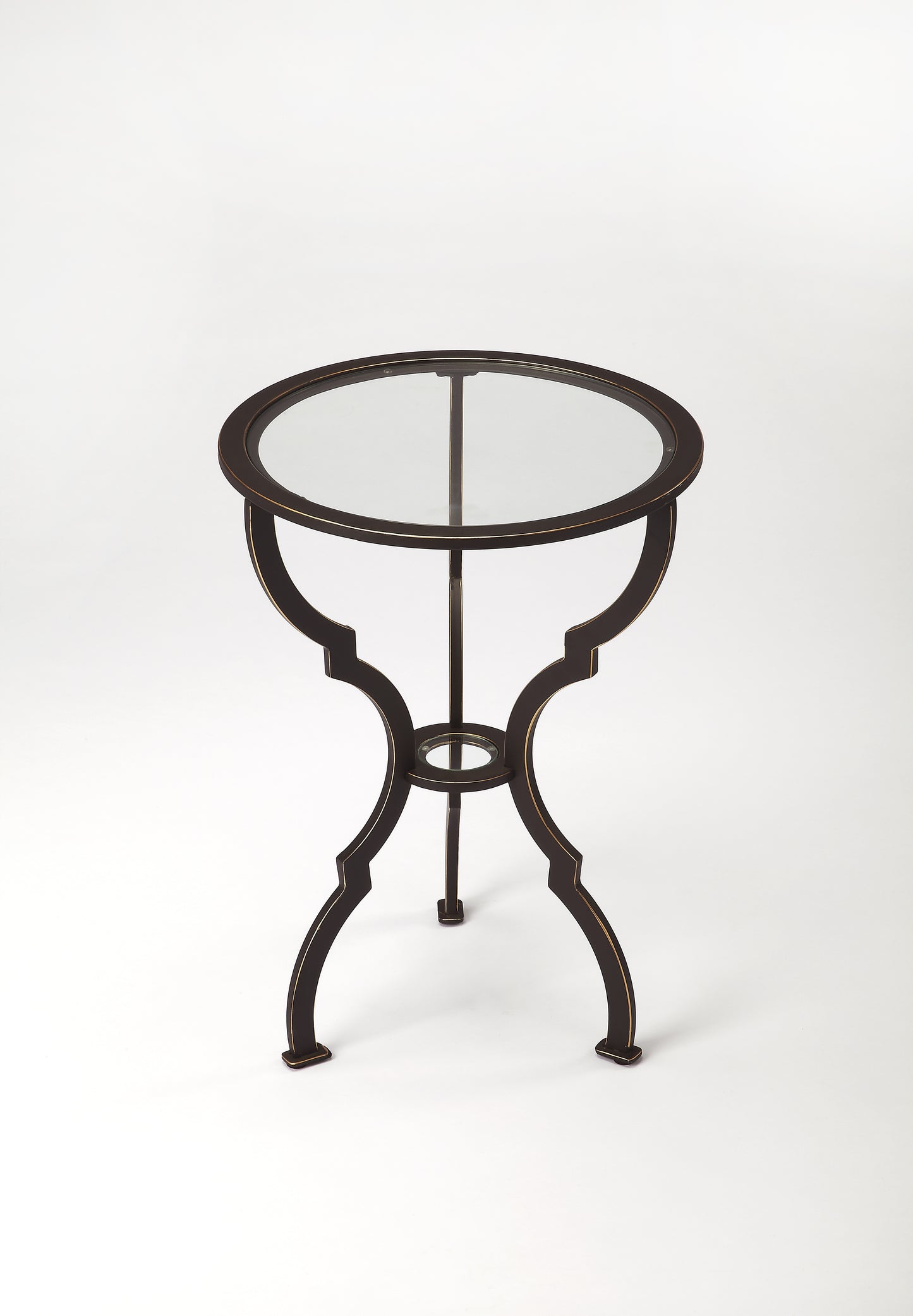 Butler Specialty Company Yvonne 17 in. W Round Glass and Metal Side Table, Black
