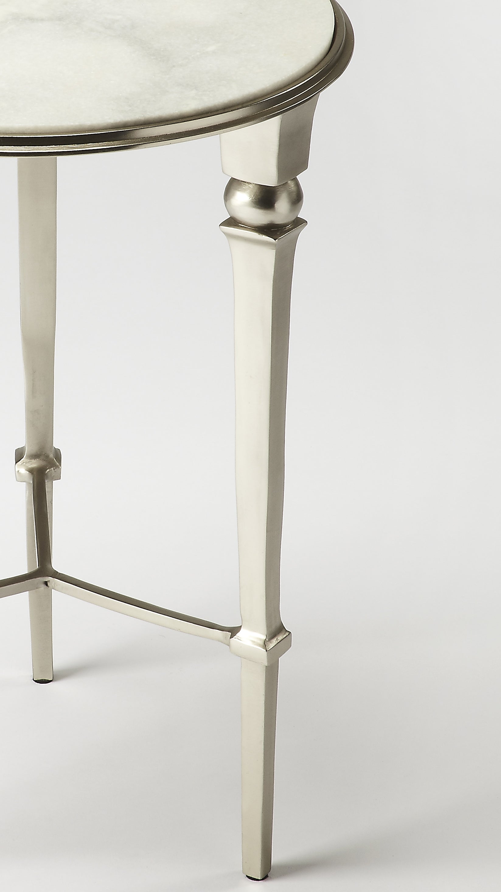 Butler Specialty Company Darrieux 16 in. W Round Marble and Metal Side Table, Silver