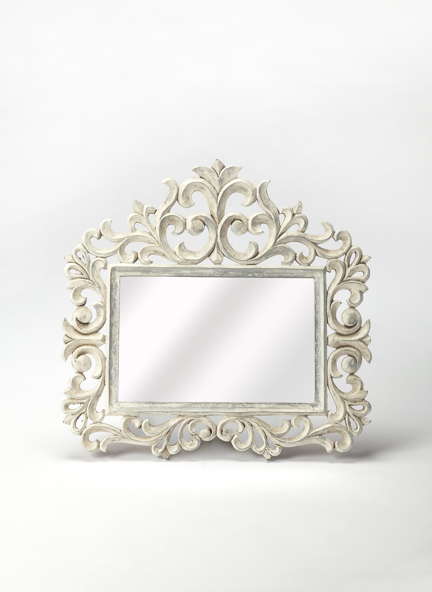 Butler Specialty Company Favart 22.5 in. W x 21.75 in. H Vertical Carved Wall Mirror, White