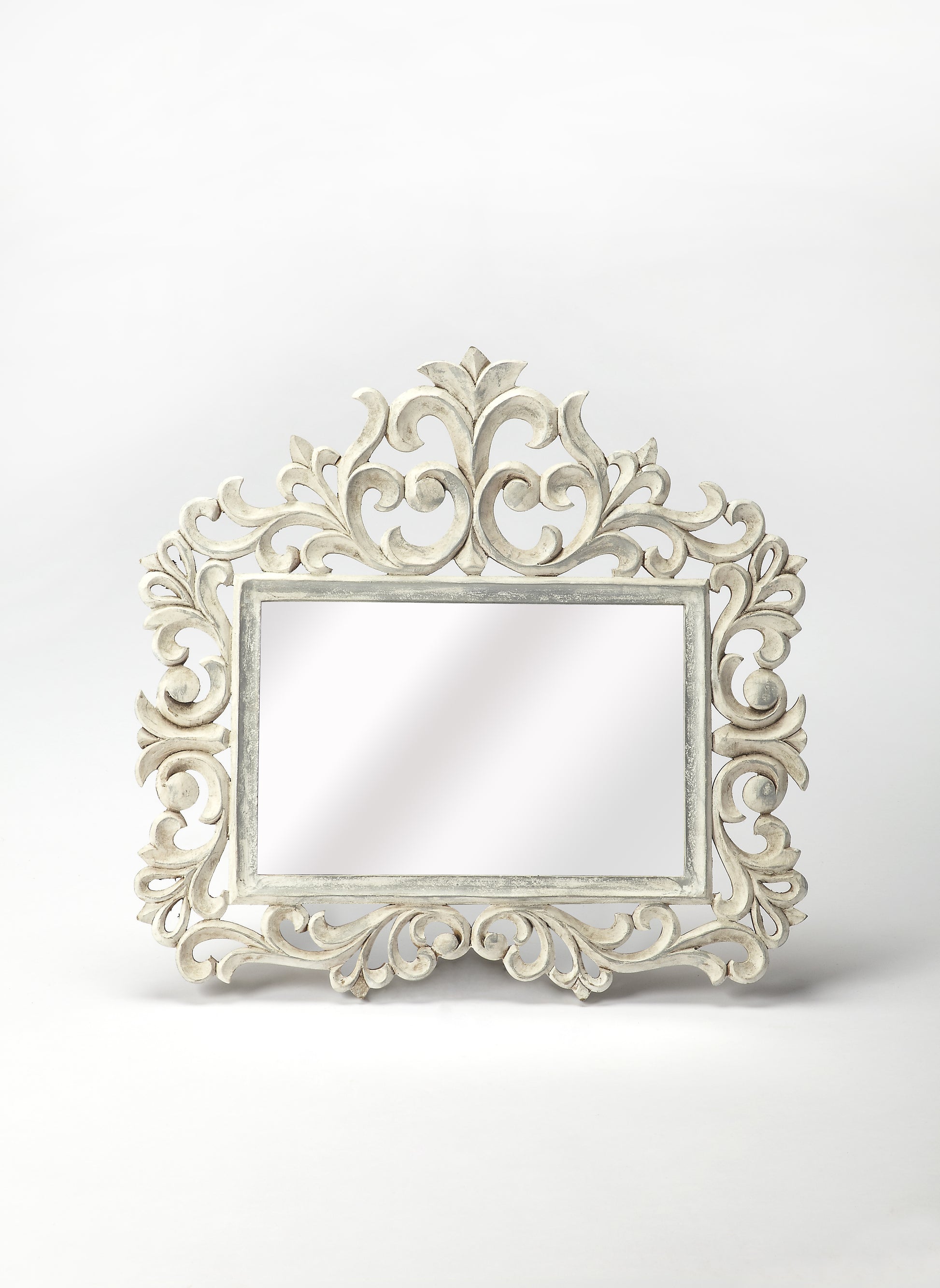 Butler Specialty Company Favart 22.5 in. W x 21.75 in. H Vertical Carved Wall Mirror, White