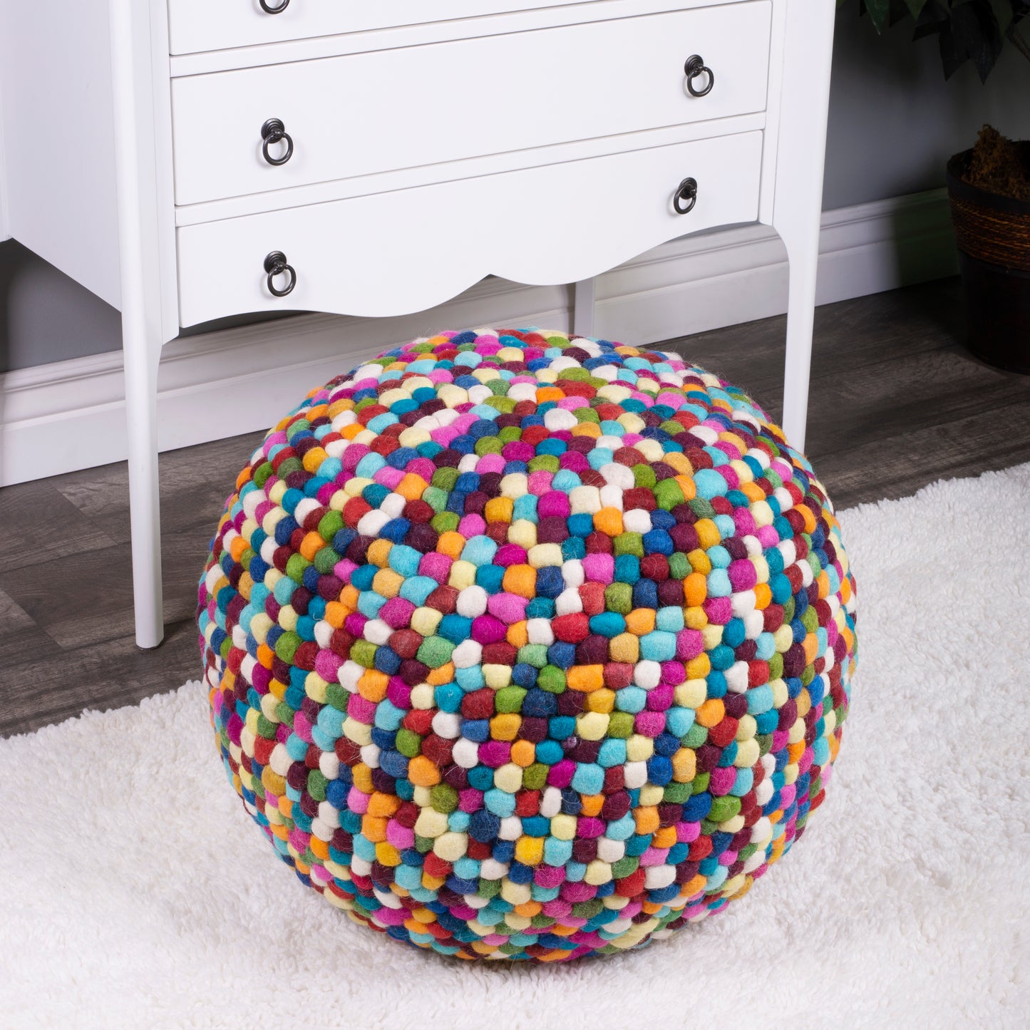 Felicity Multicolor21"W Pouffe in Multi-Color 3690376