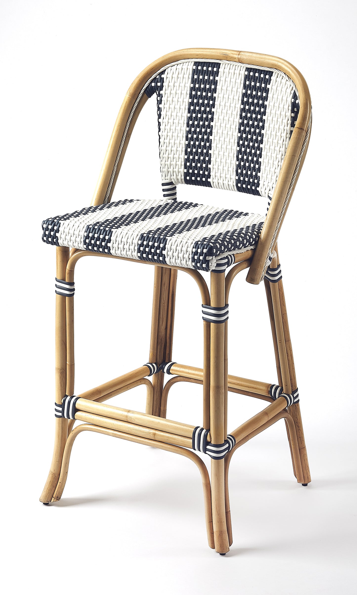 Lila Rattan 28" Bar Stool in Blue 3715291
