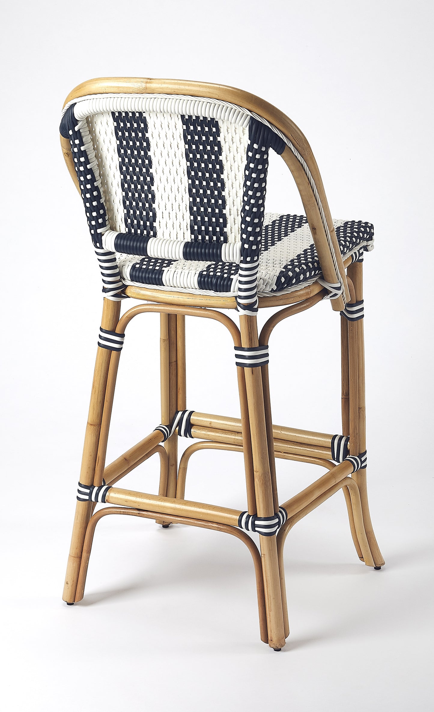 Lila Rattan 28" Bar Stool in Blue 3715291