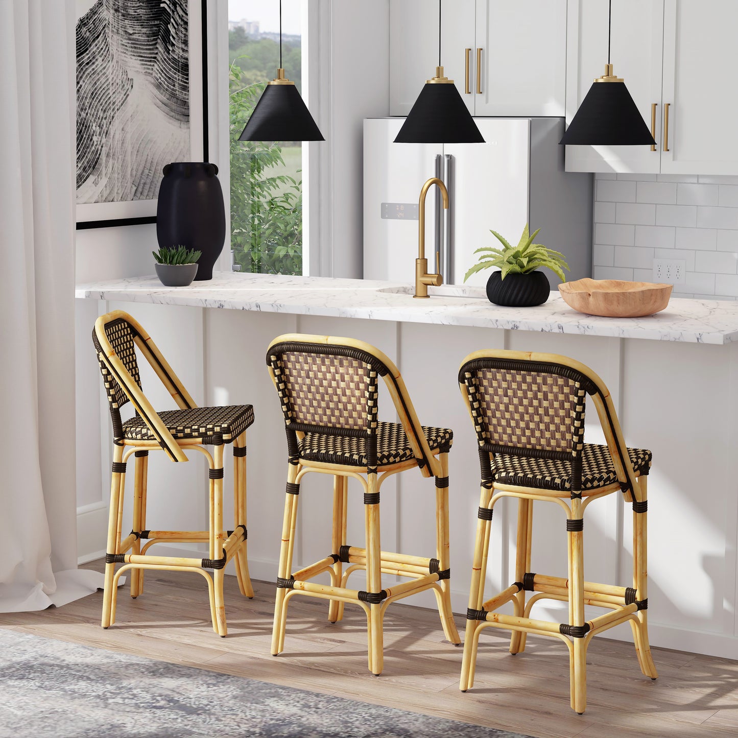 Lila Rattan 28" Bar Stool in Dark Brown 3715398