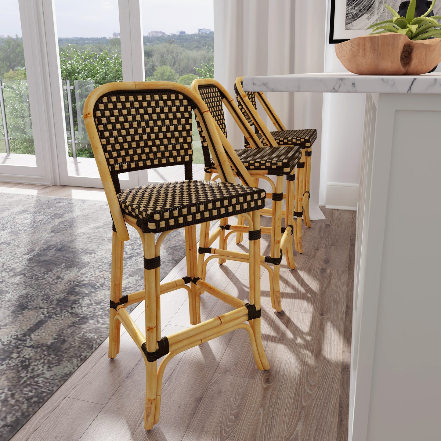 Lila Rattan 28" Bar Stool in Dark Brown 3715398