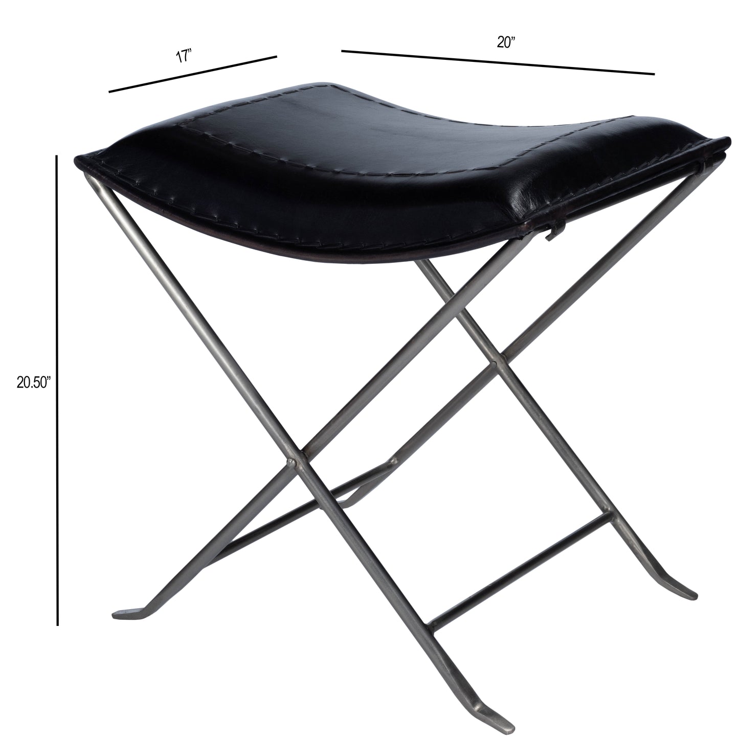 Melton Leather 21.5"W Stool in Black 3722034
