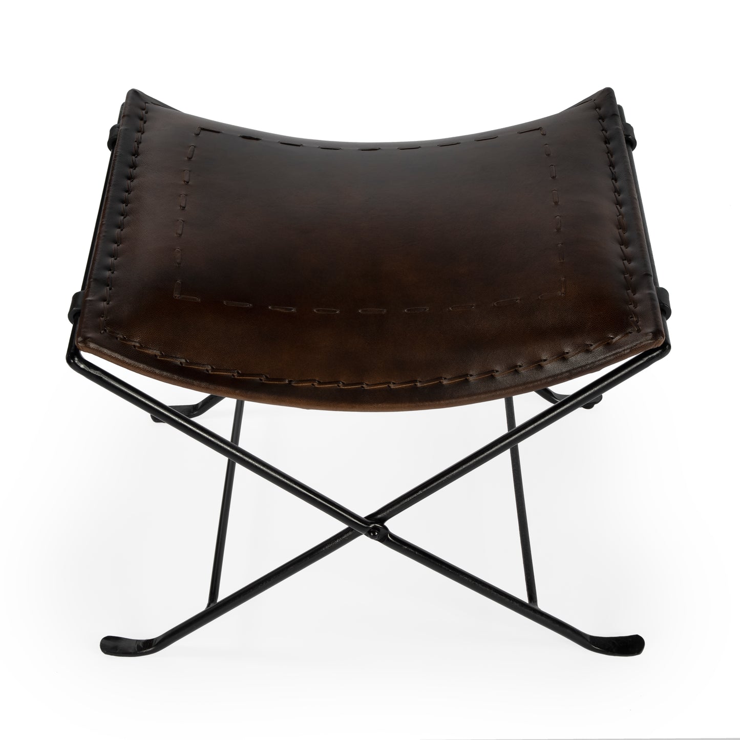 Melton Leather 21.5"W Accent Stool in Dark Brown  3722117