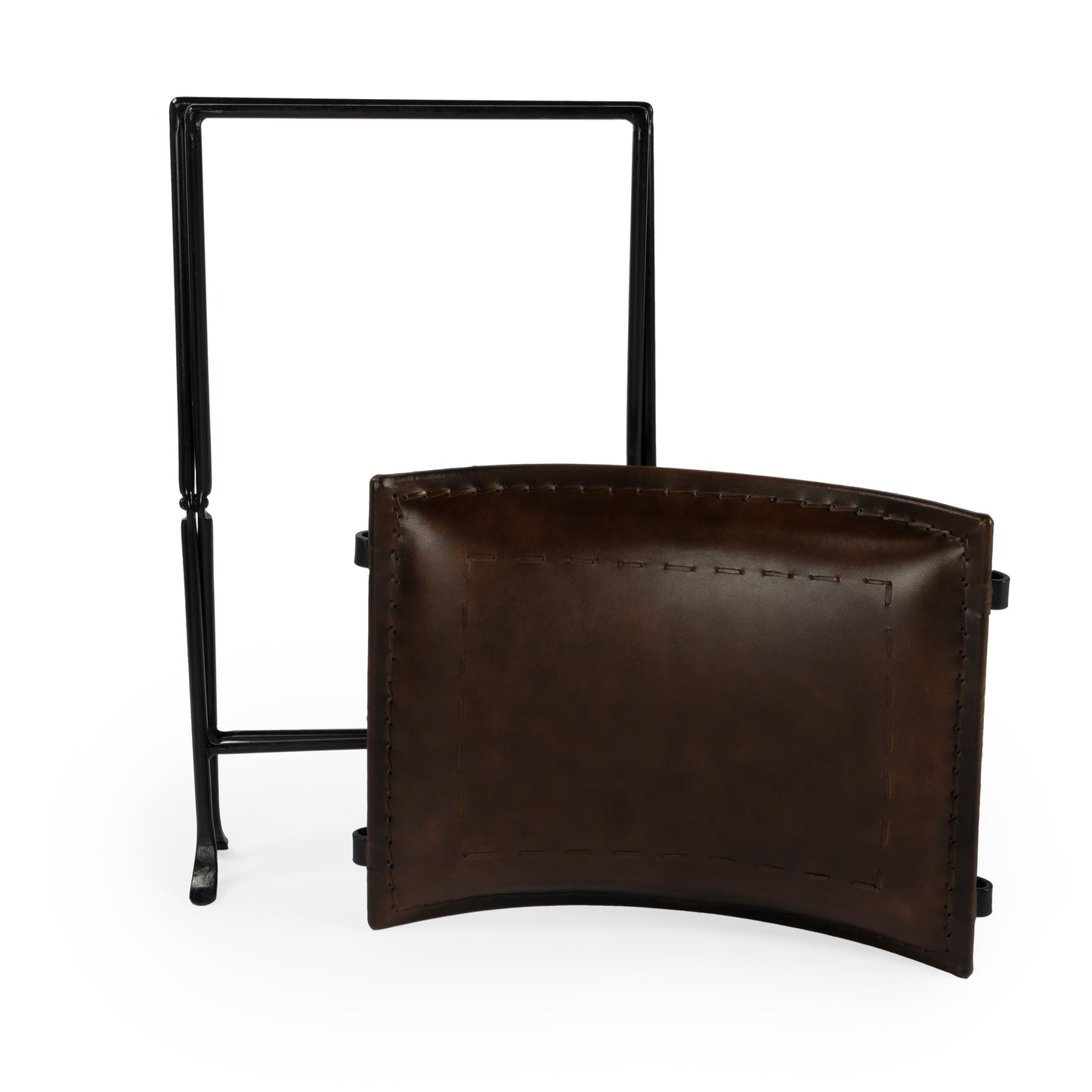Melton Leather 21.5"W Accent Stool in Dark Brown  3722117