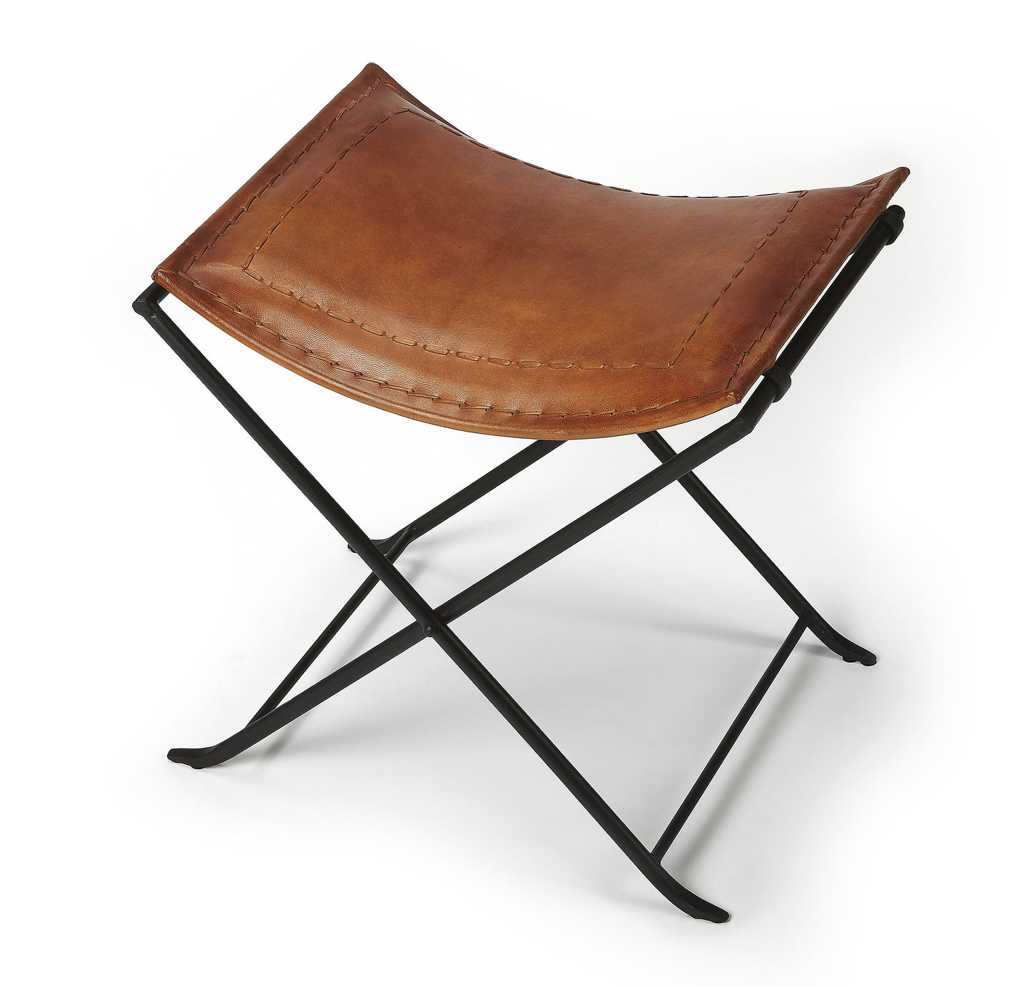 Melton Leather 21.5"W Stool in Medium Brown 3722344