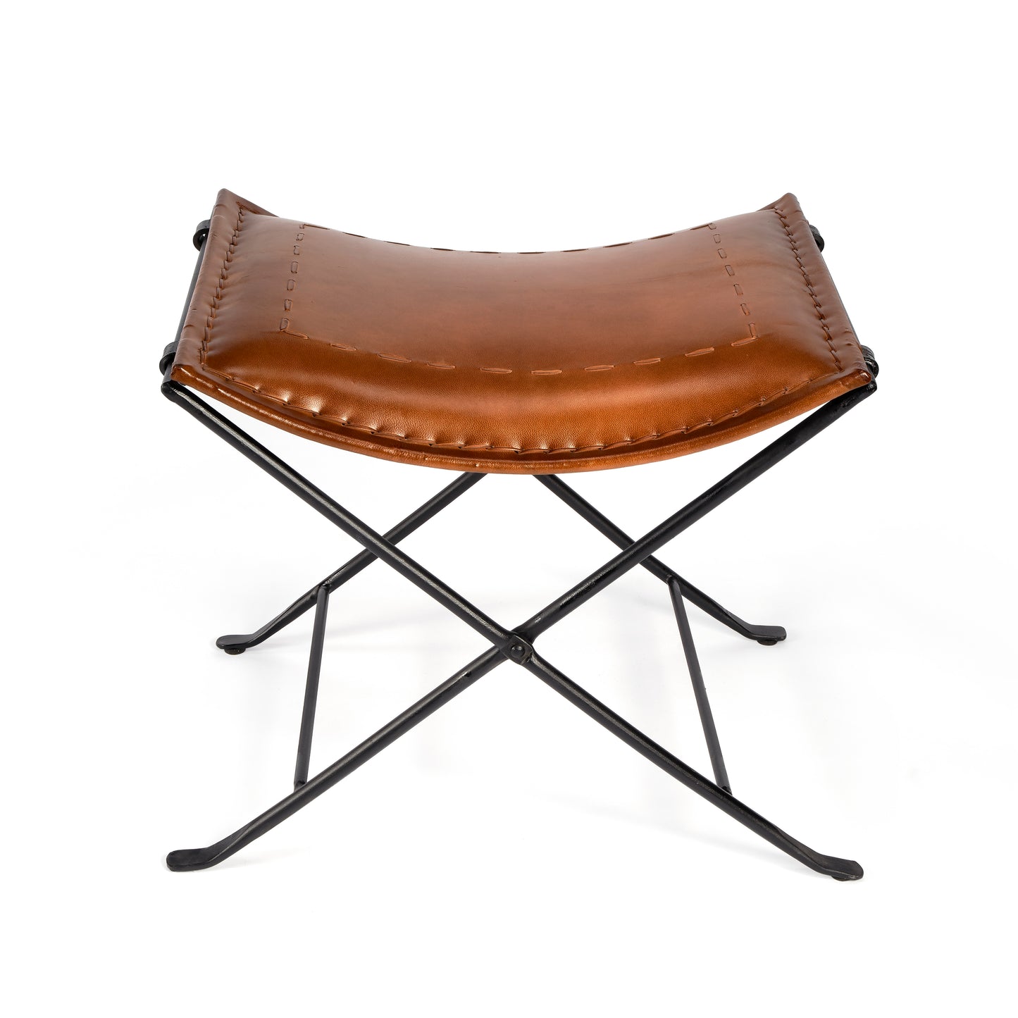 Melton Leather 21.5"W Stool in Medium Brown 3722344