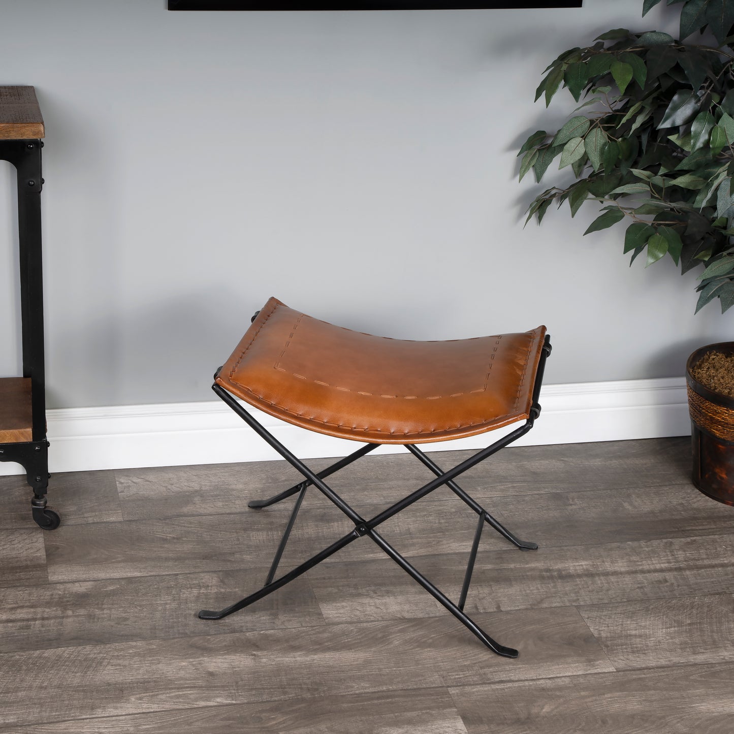 Melton Leather 21.5"W Stool in Medium Brown 3722344