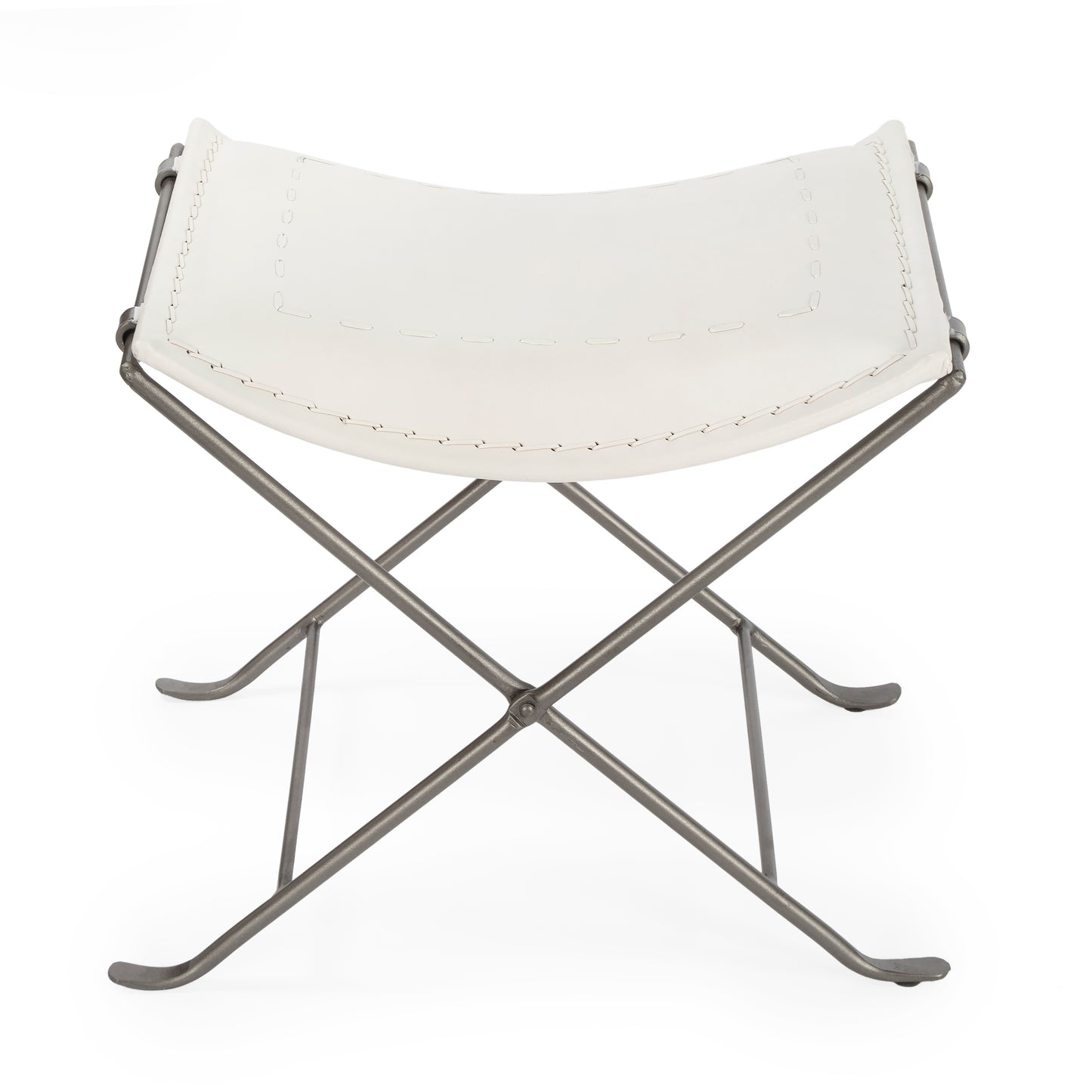 Melton Leather 21.5"W Accent Stool in White 3722411