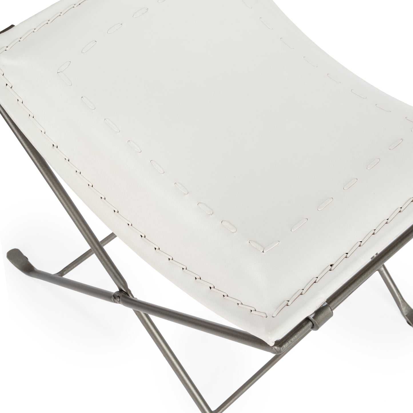 Melton Leather 21.5"W Accent Stool in White 3722411