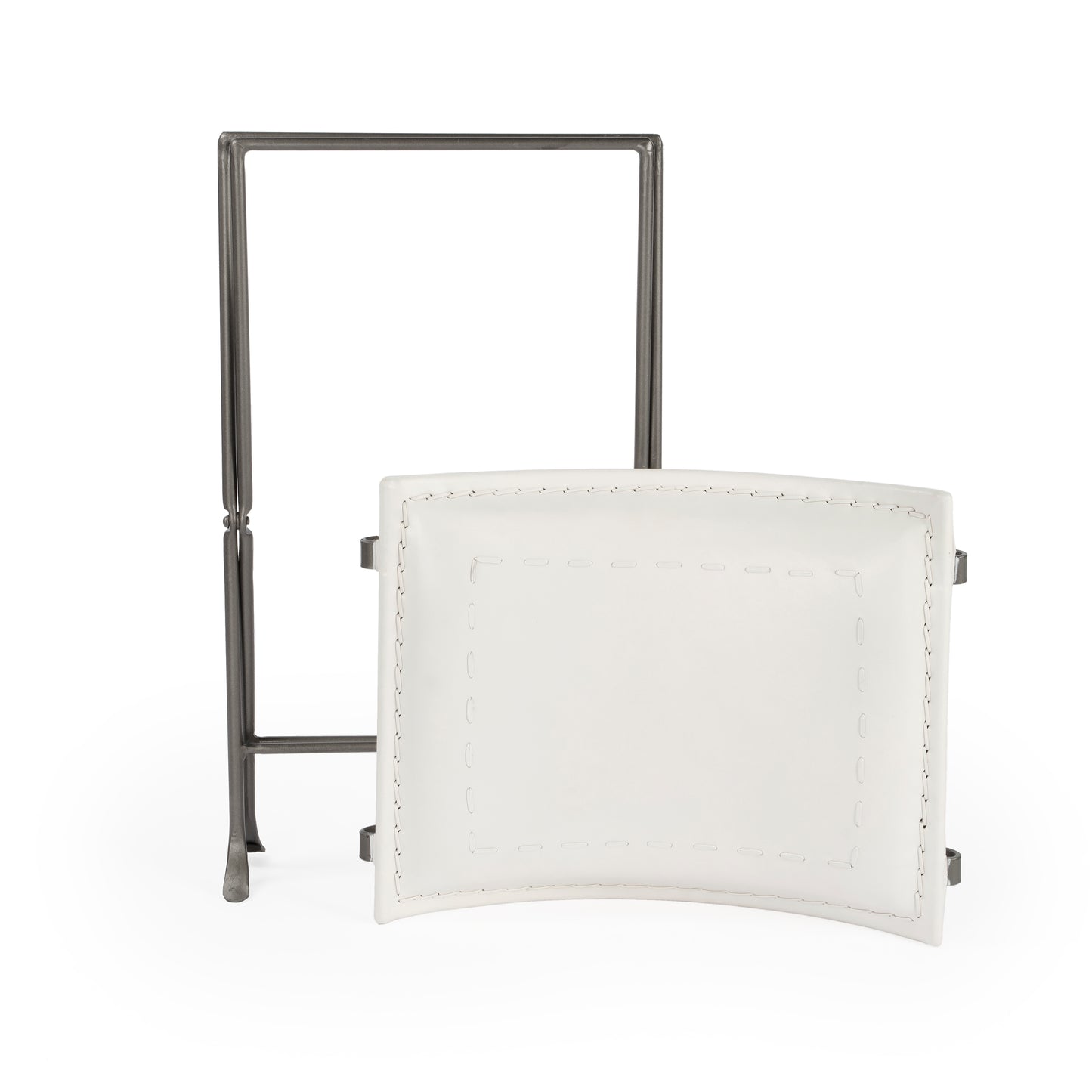 Melton Leather 21.5"W Accent Stool in White 3722411