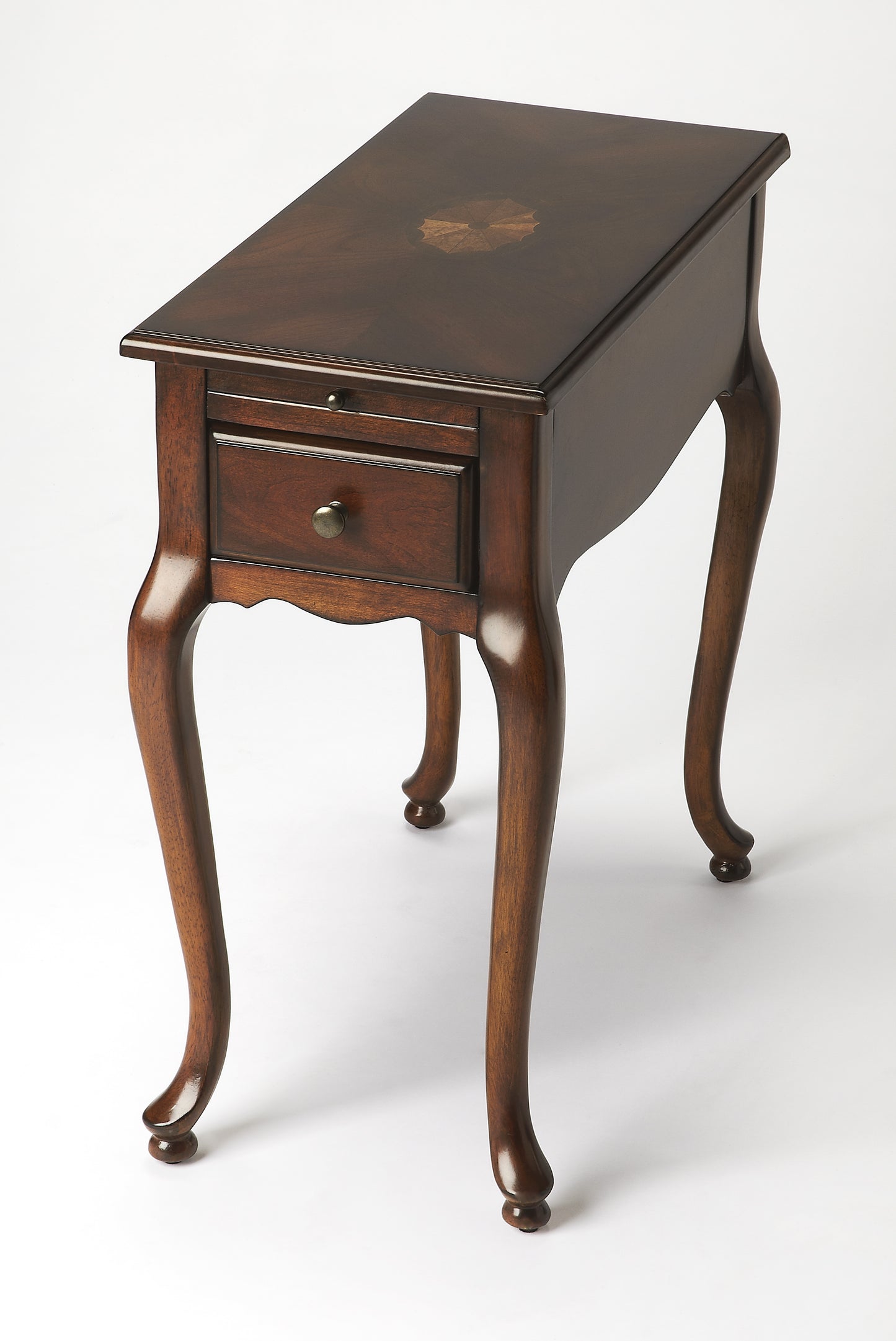 Butler Specialty Company Croydon 11.5 in. W Rectangular Wood 1 Drawer Side Table with Pull-Out Tray, Dark Brown