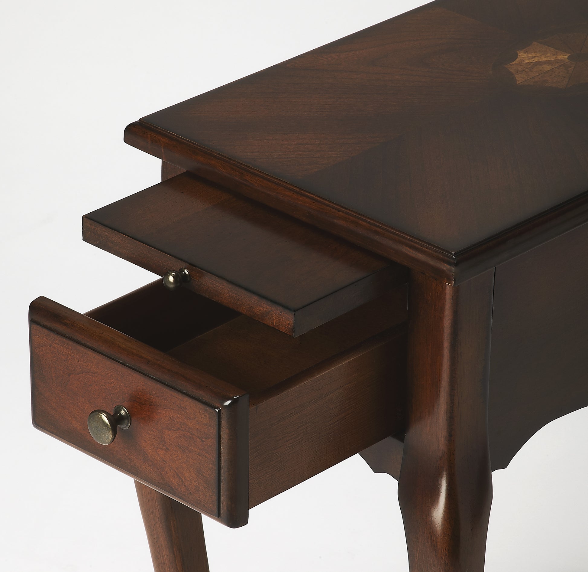 Butler Specialty Company Croydon 11.5 in. W Rectangular Wood 1 Drawer Side Table with Pull-Out Tray, Dark Brown