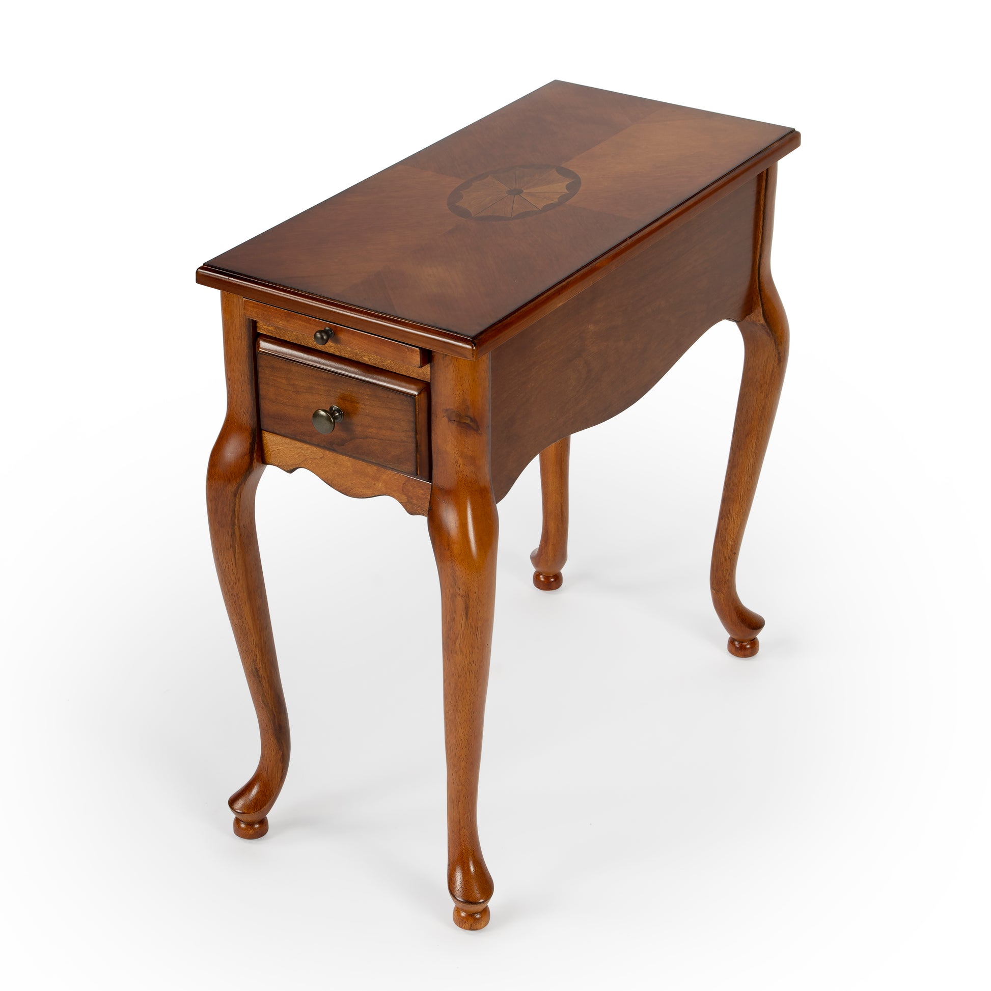 Butler Specialty Company Croydon 11.5 in. W Rectangular Wood 1 Drawer Side Table with Pull-Out Tray, Medium Brown