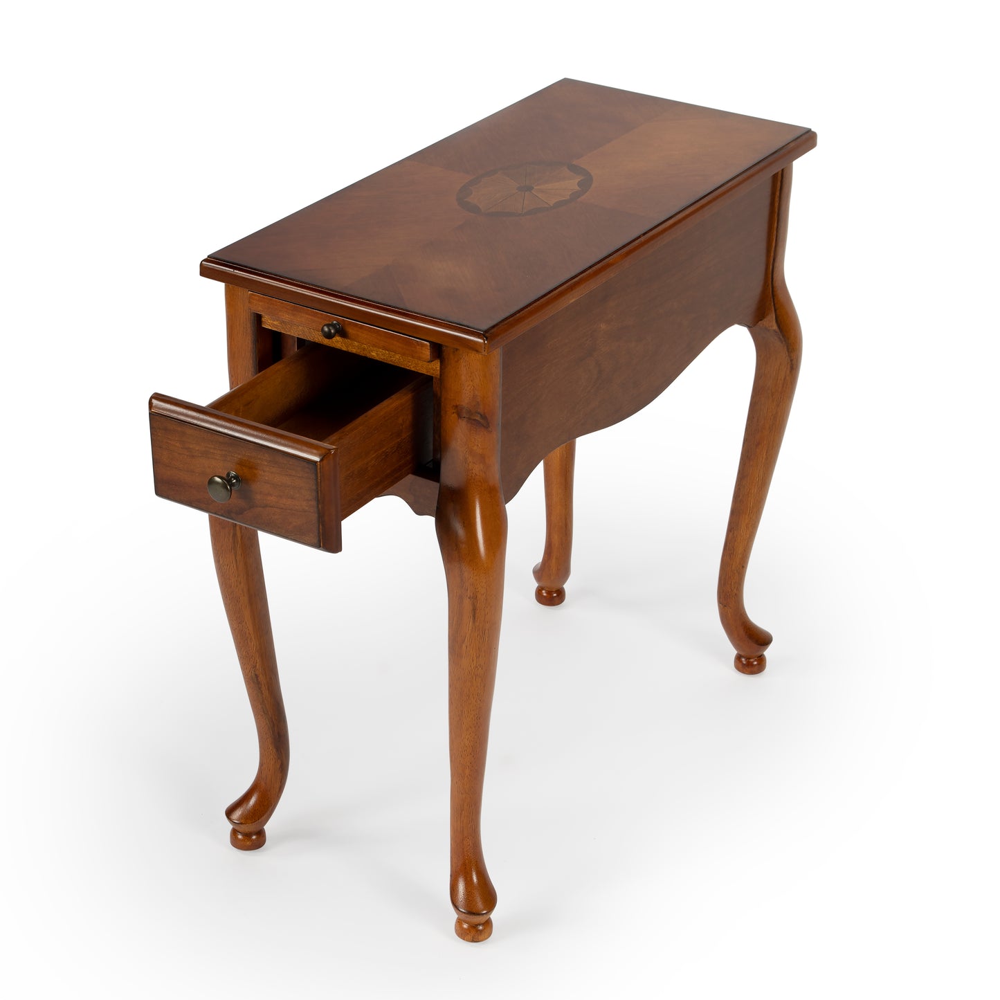 Butler Specialty Company Croydon 11.5 in. W Rectangular Wood 1 Drawer Side Table with Pull-Out Tray, Medium Brown