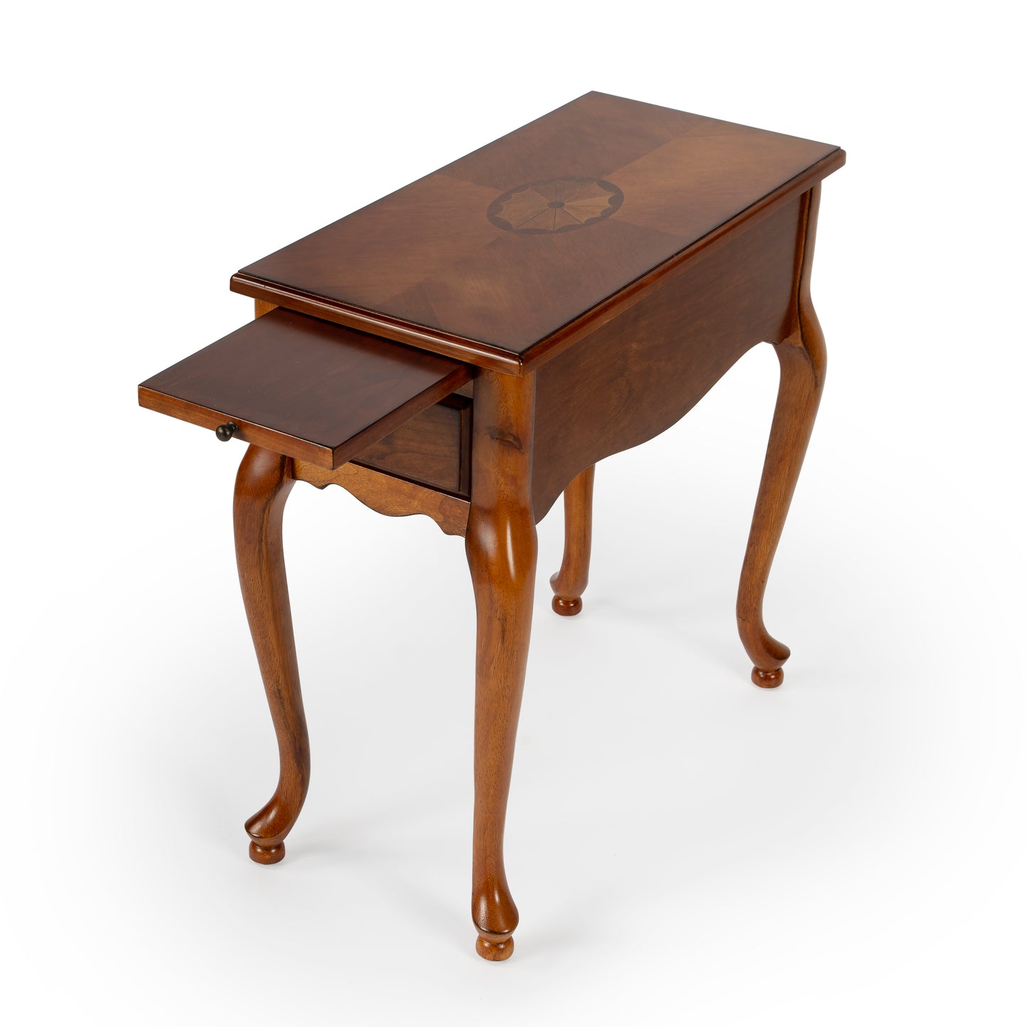 Butler Specialty Company Croydon 11.5 in. W Rectangular Wood 1 Drawer Side Table with Pull-Out Tray, Medium Brown