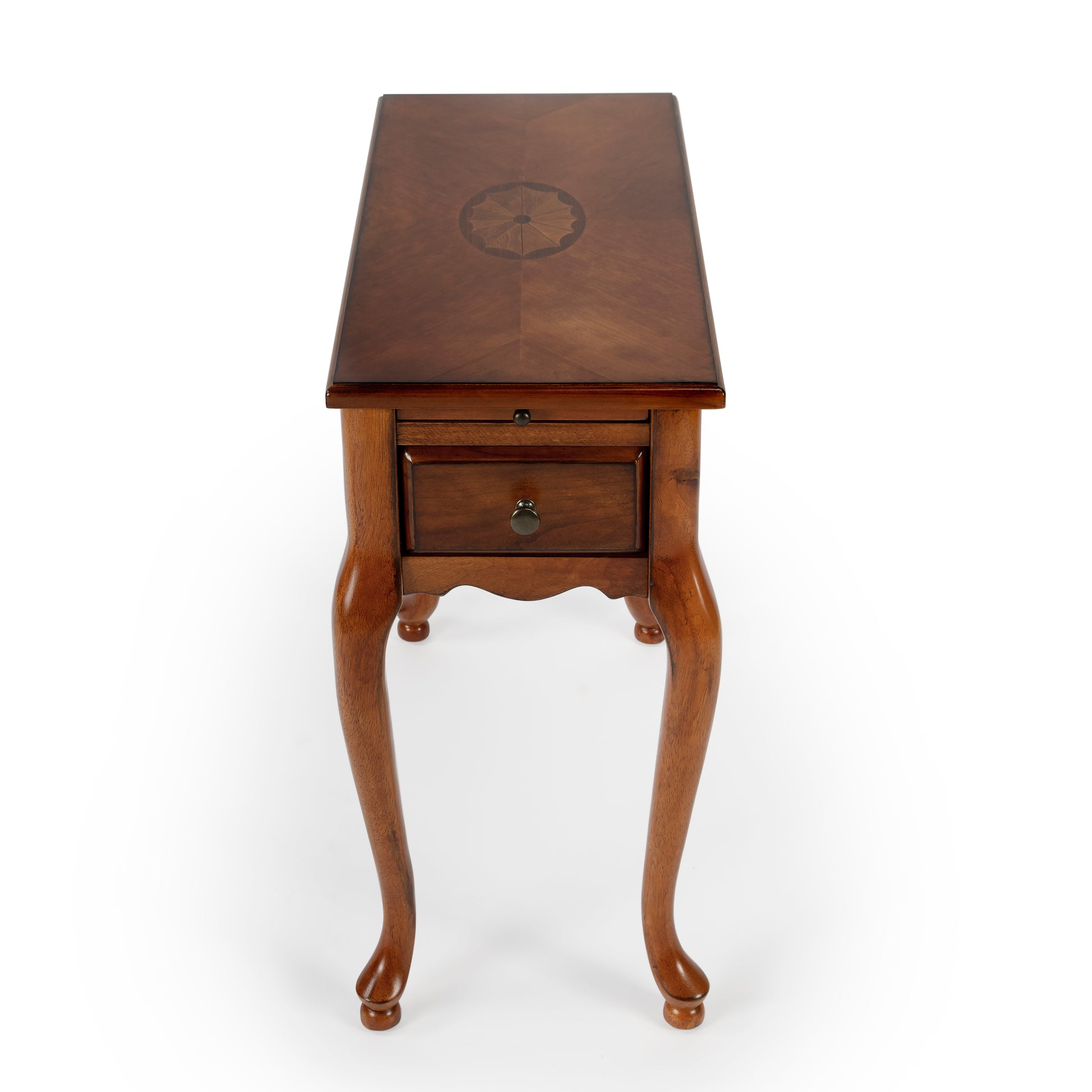 Butler Specialty Company Croydon 11.5 in. W Rectangular Wood 1 Drawer Side Table with Pull-Out Tray, Medium Brown