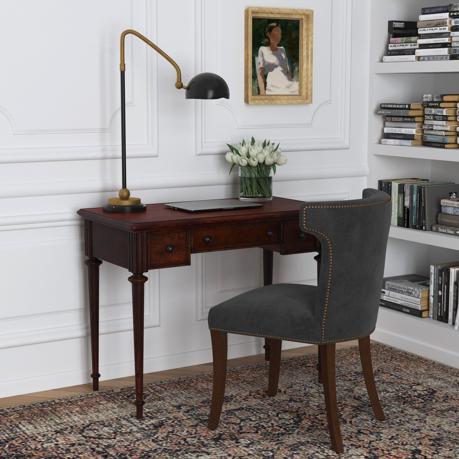 Butler Specialty Company Edmund 38 in. W Rectangular Wood 3 Drawer Traditional Writing Desk, Dark Brown