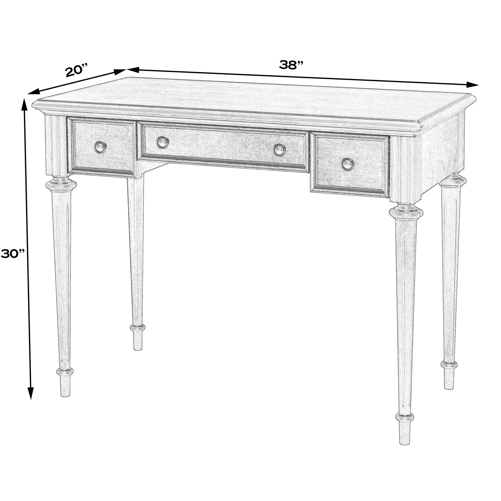 Butler Specialty Company Edmund 38 in. W Rectangular Wood 3 Drawer Traditional Writing Desk, Beige