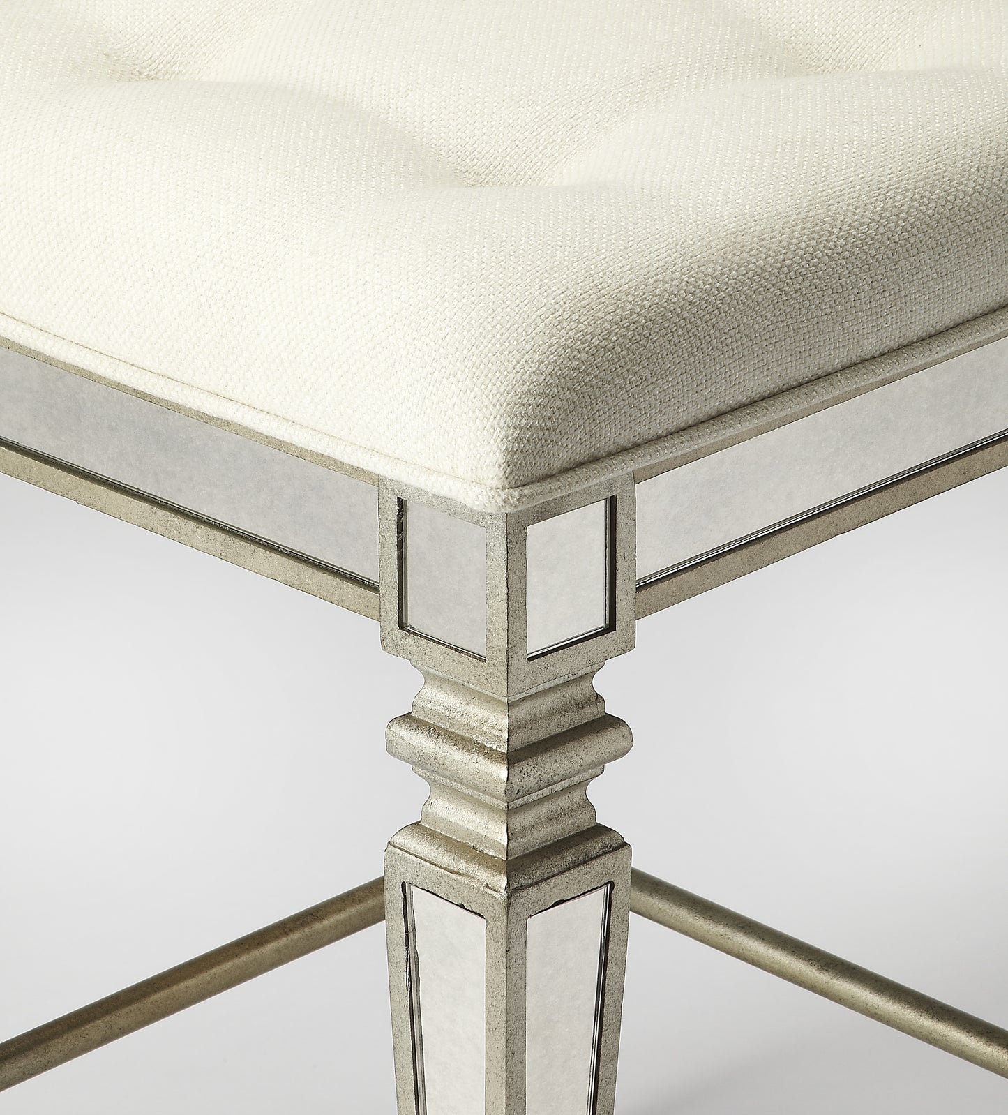 Butler Specialty Company Celeste 26 in. Seat Height Square Mirrored Upholstered Counter Stool, Silver