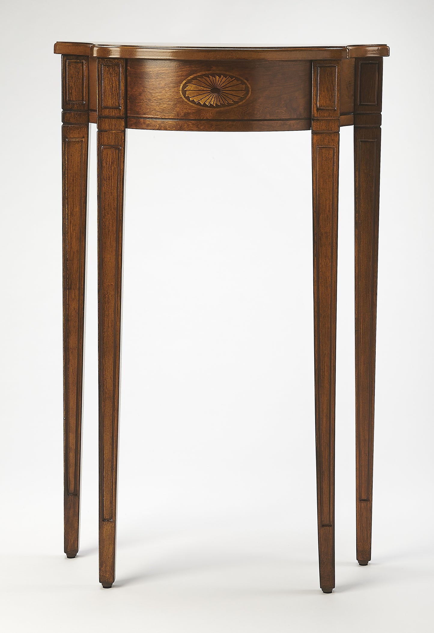 Butler Specialty Company Chester 20 in. W Demilune Wood Traditional Console Table, Medium Brown