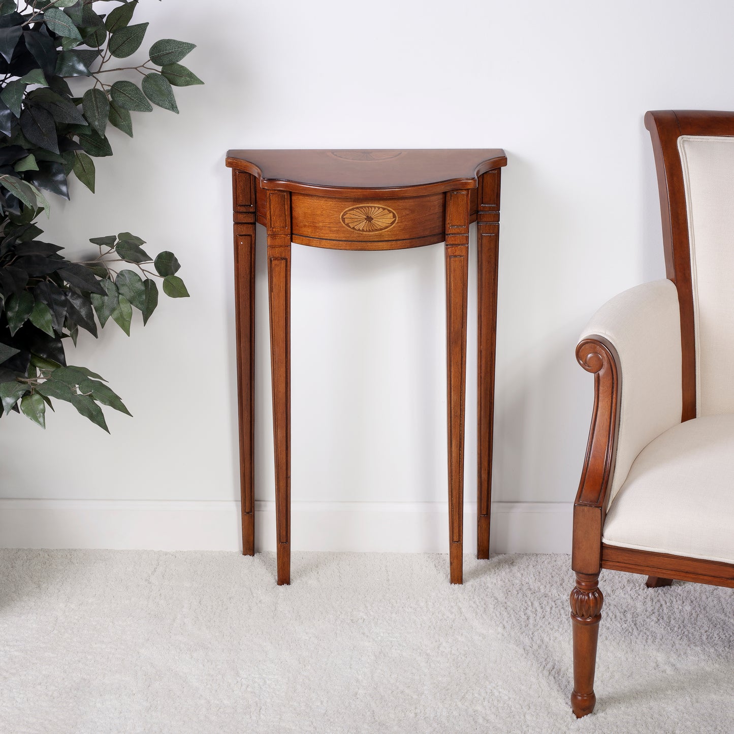 Butler Specialty Company Chester 20 in. W Demilune Wood Traditional Console Table, Medium Brown