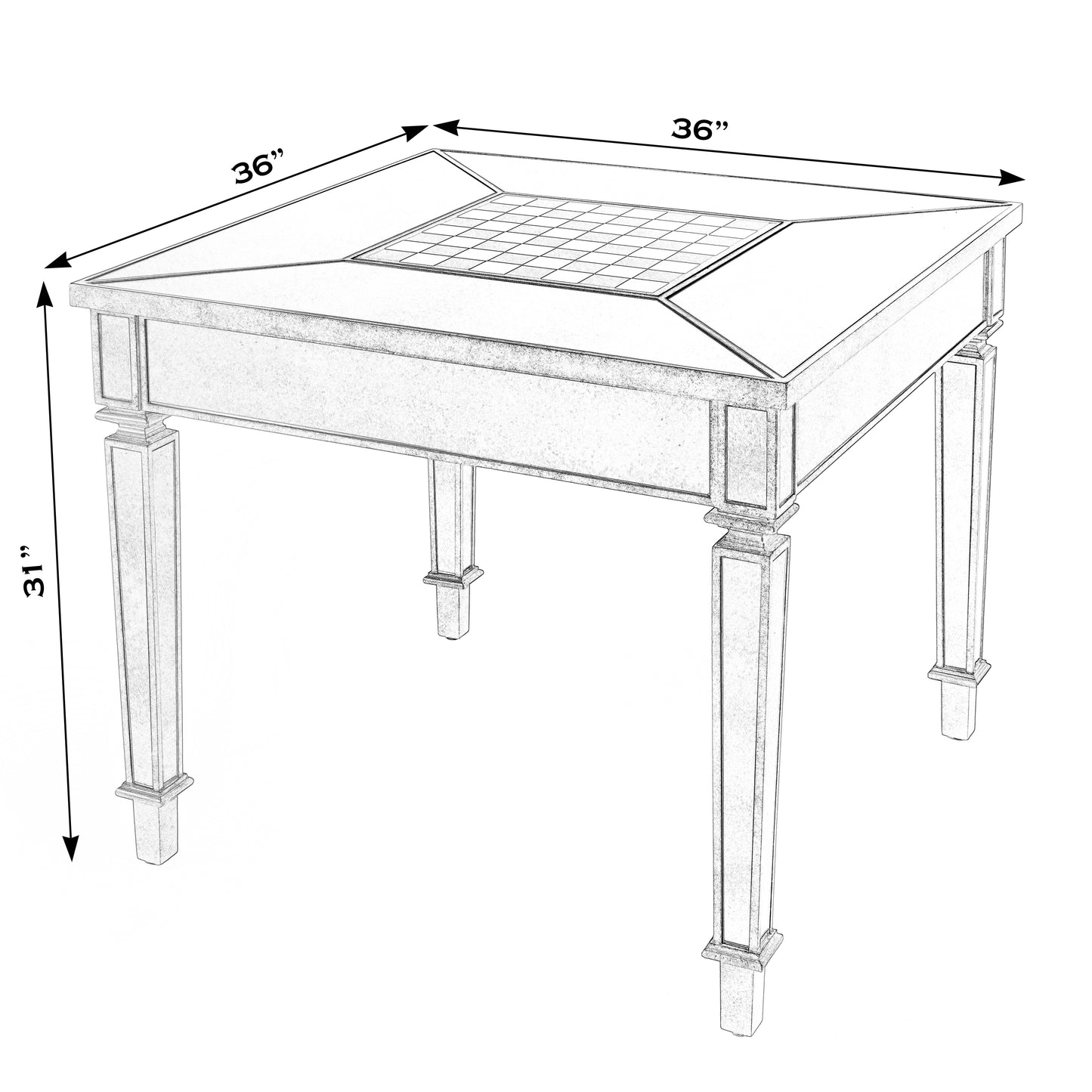 Butler Specialty Company Celeste 36 in. W Square Mirrored Game Table, Silver