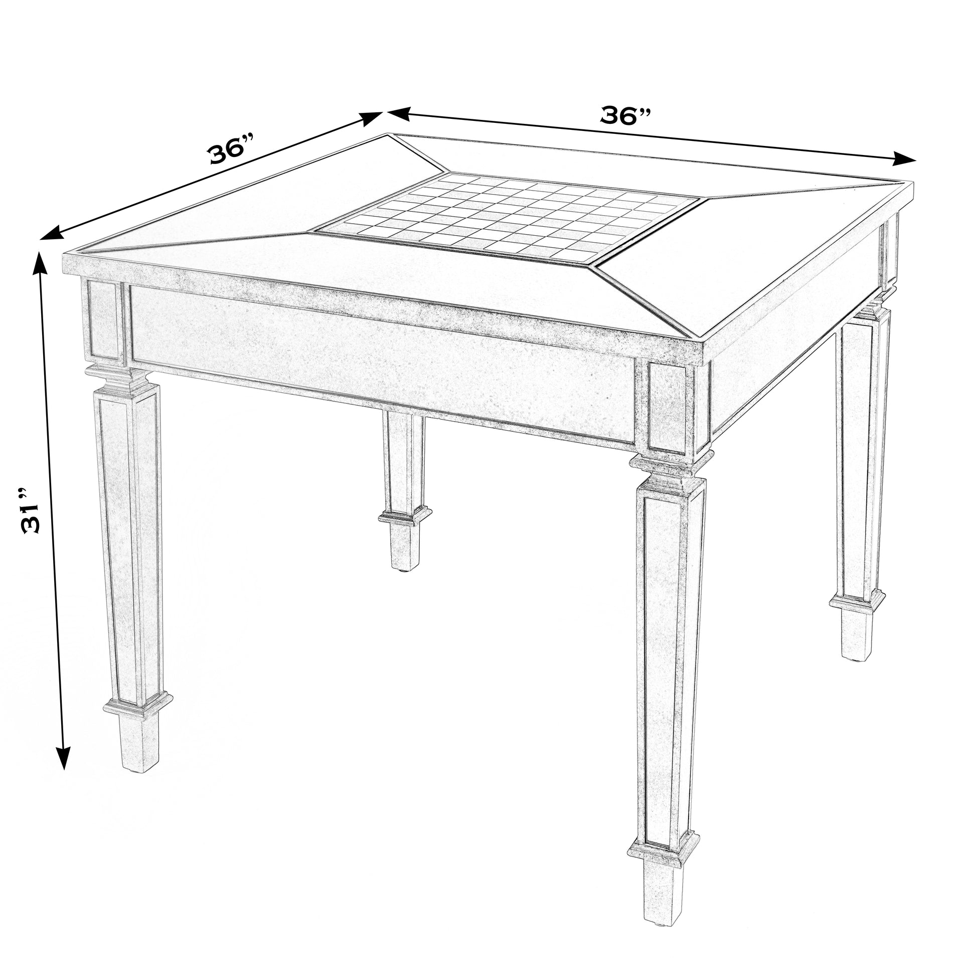 Butler Specialty Company Celeste 36 in. W Square Mirrored Game Table, Silver