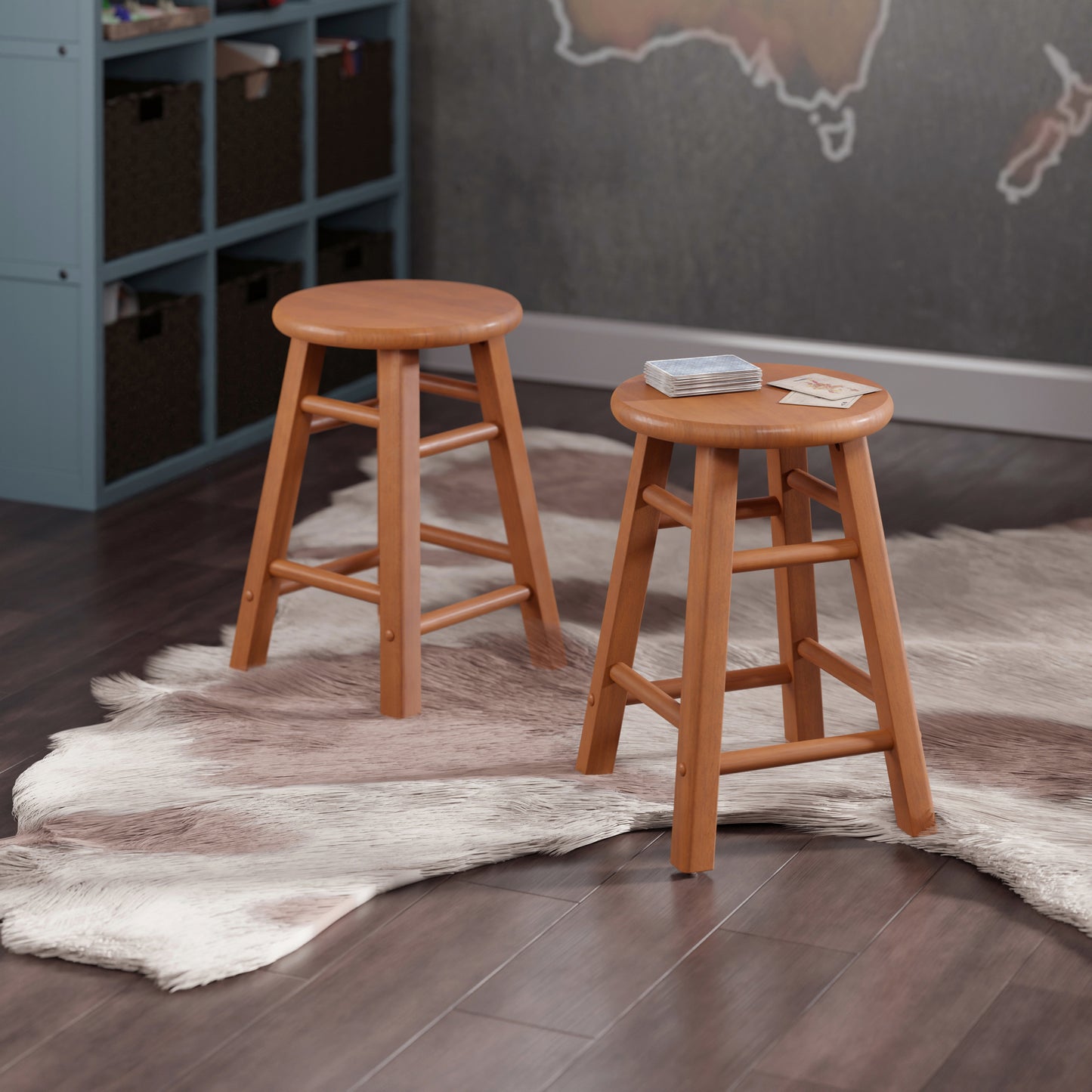 Element 2-Pc Dining Stool Set, Teak