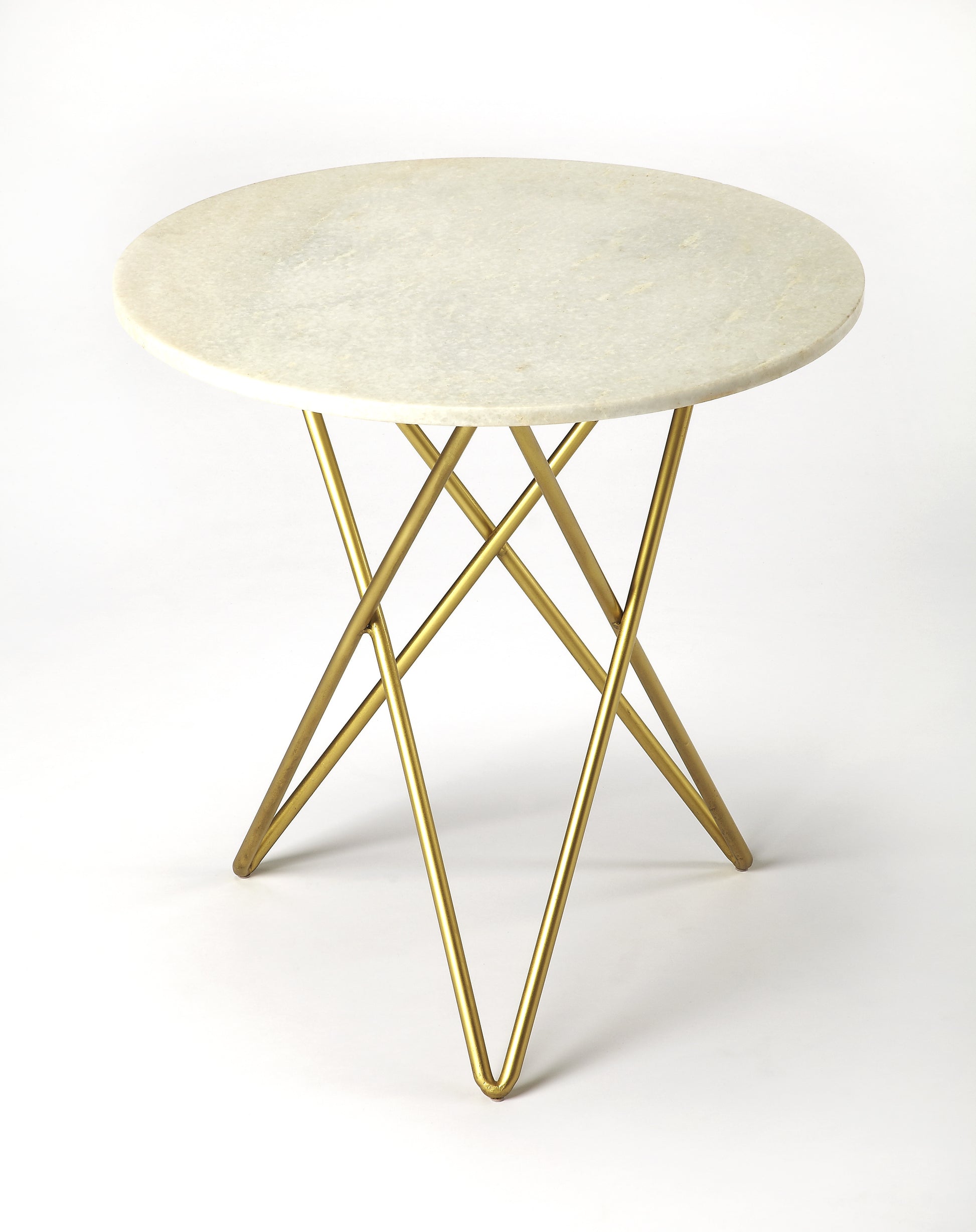Butler Specialty Company Quantum 20.5 in. W Round Marble and Metal Single Item Bunching Table, Multi-Color