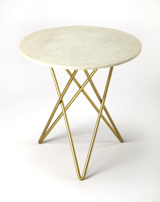 Butler Specialty Company Quantum 20.5 in. W Round Marble and Metal Single Item Bunching Table, Multi-Color