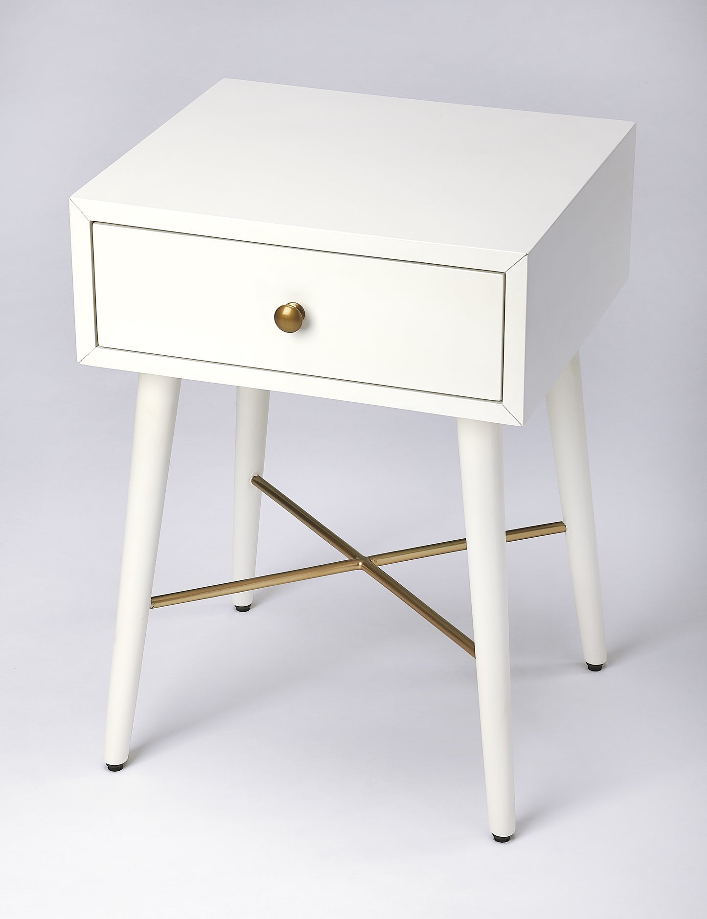 Butler Specialty Company Delridge 16 in. W Rectangular Wood Mid-Century Modern 1 Drawer End Table, White