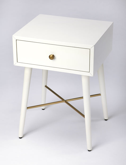 Butler Specialty Company Delridge 16 in. W Rectangular Wood Mid-Century Modern 1 Drawer End Table, White
