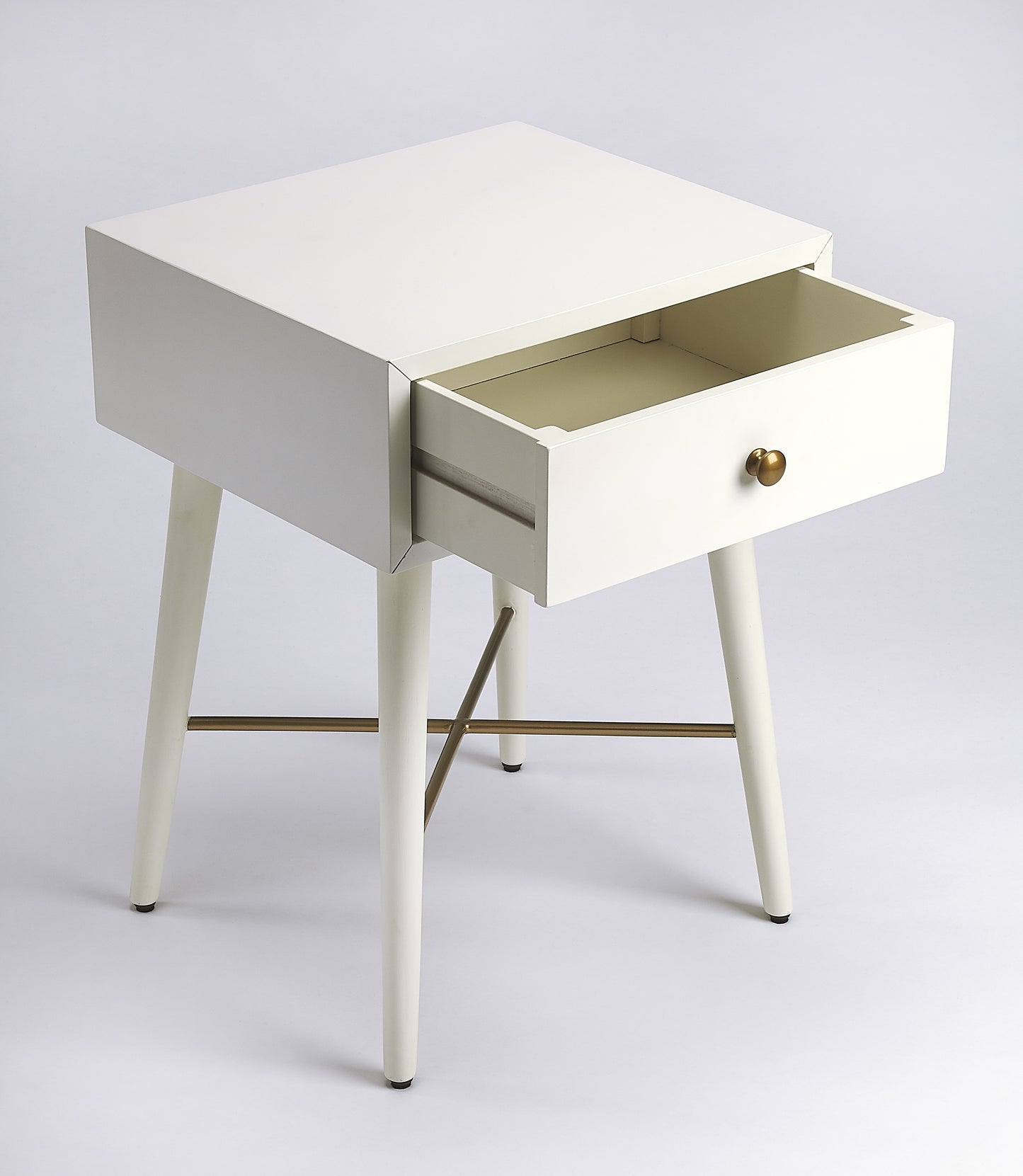 Butler Specialty Company Delridge 16 in. W Rectangular Wood Mid-Century Modern 1 Drawer End Table, White