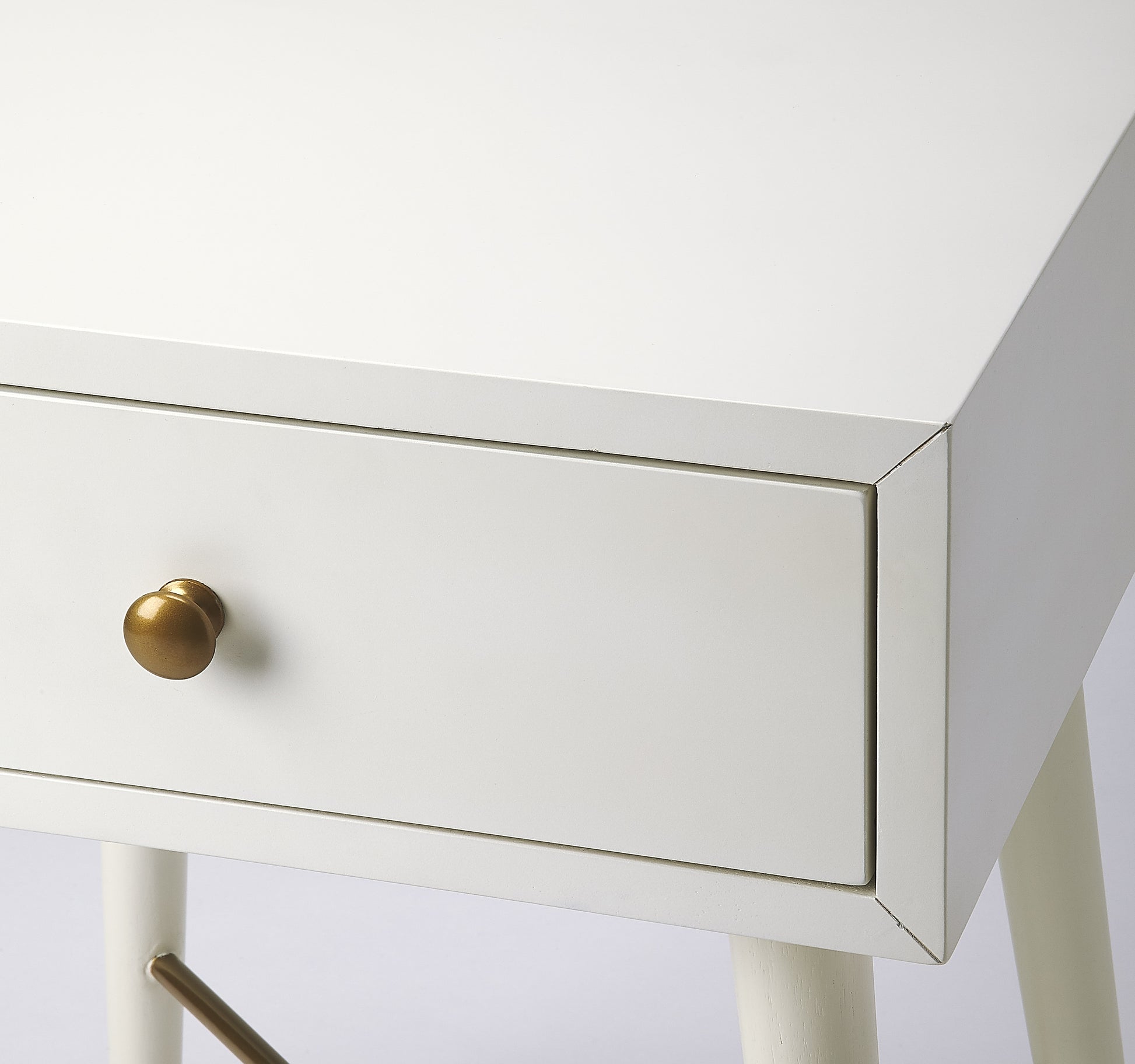 Butler Specialty Company Delridge 16 in. W Rectangular Wood Mid-Century Modern 1 Drawer End Table, White