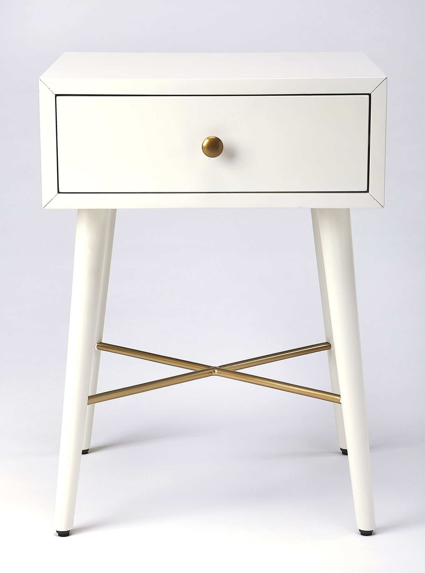 Butler Specialty Company Delridge 16 in. W Rectangular Wood Mid-Century Modern 1 Drawer End Table, White
