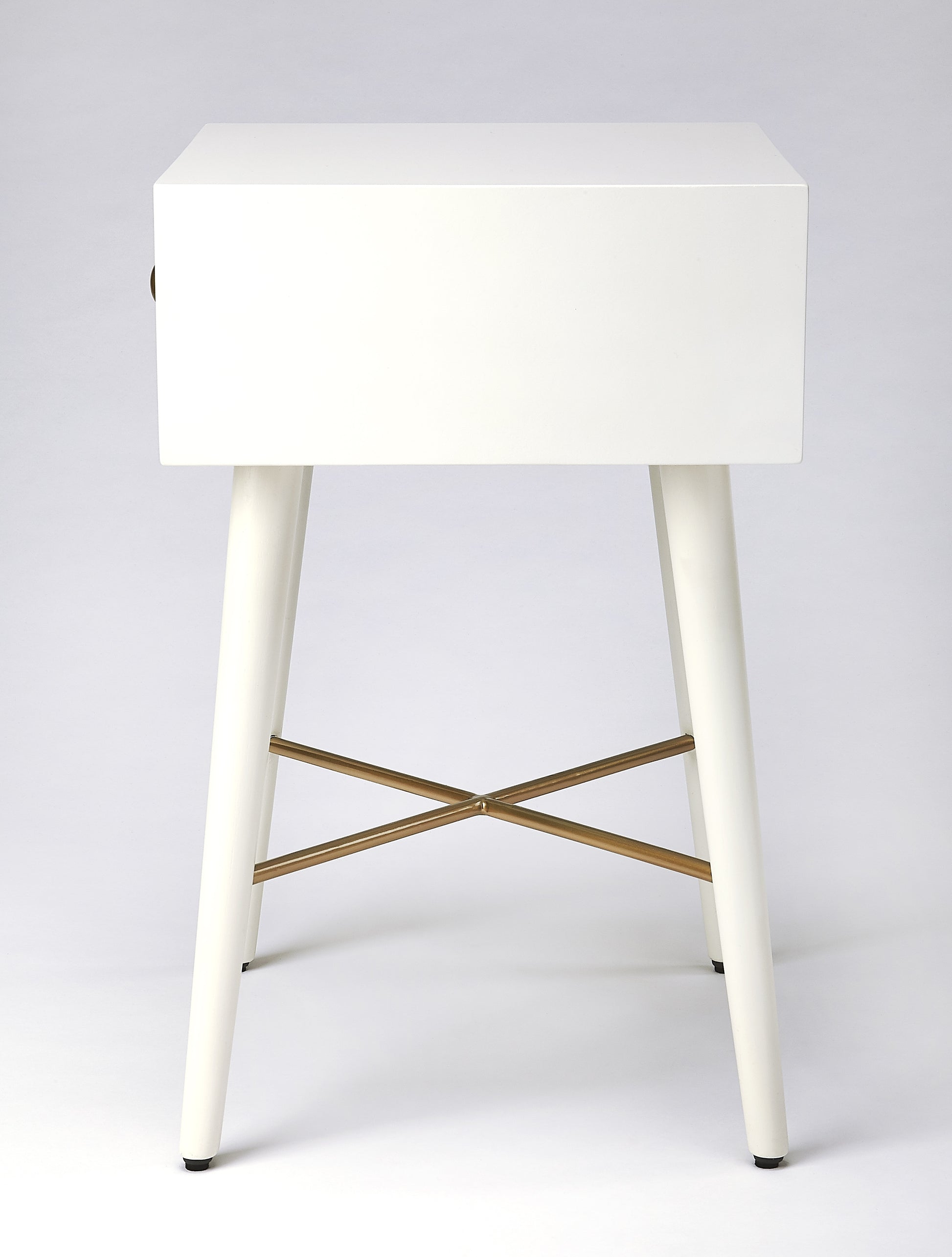 Butler Specialty Company Delridge 16 in. W Rectangular Wood Mid-Century Modern 1 Drawer End Table, White