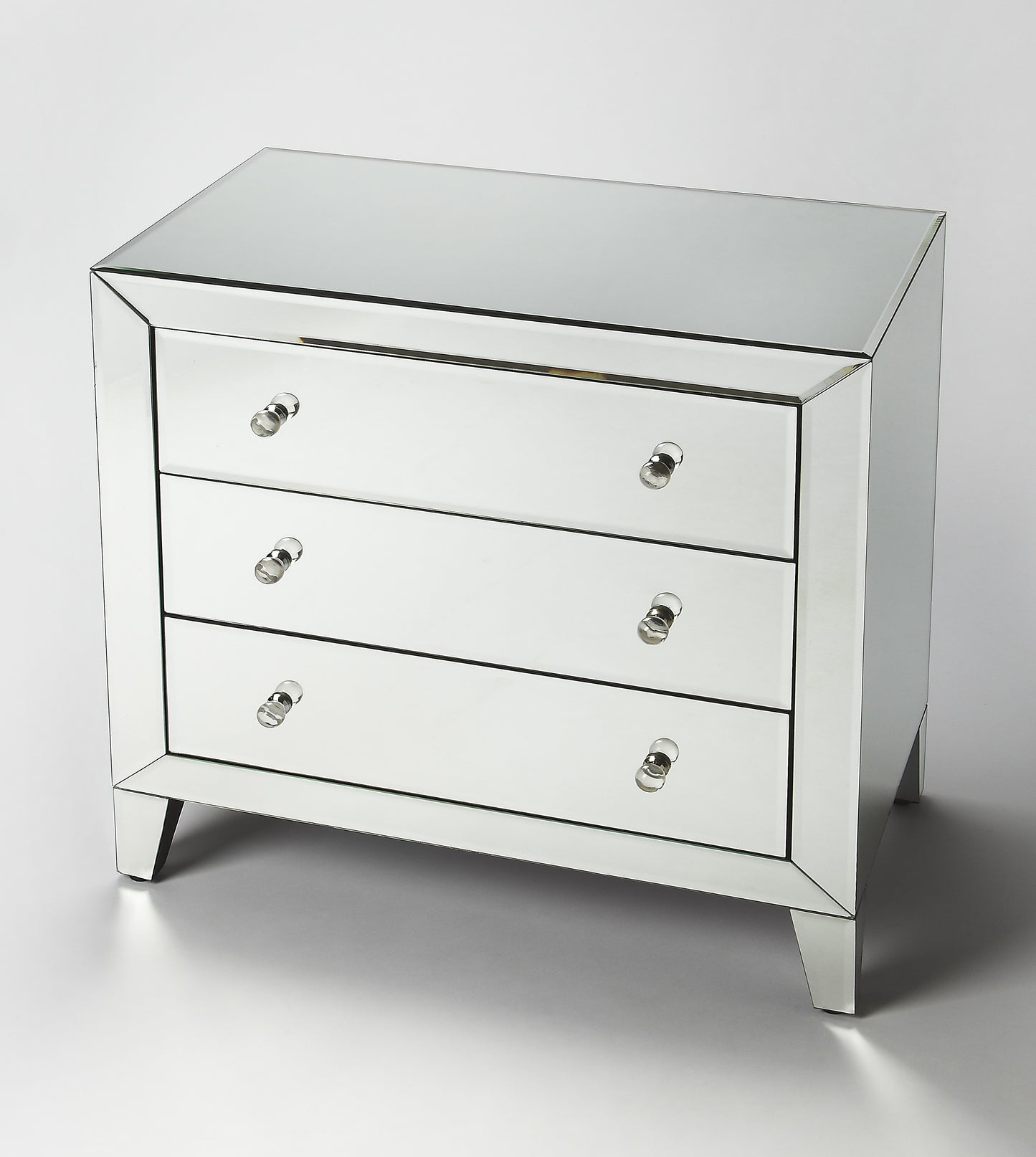 Butler Specialty Company Emily 30 in. W Rectangular Mirrored 3 Drawer Accent Chest, Clear
