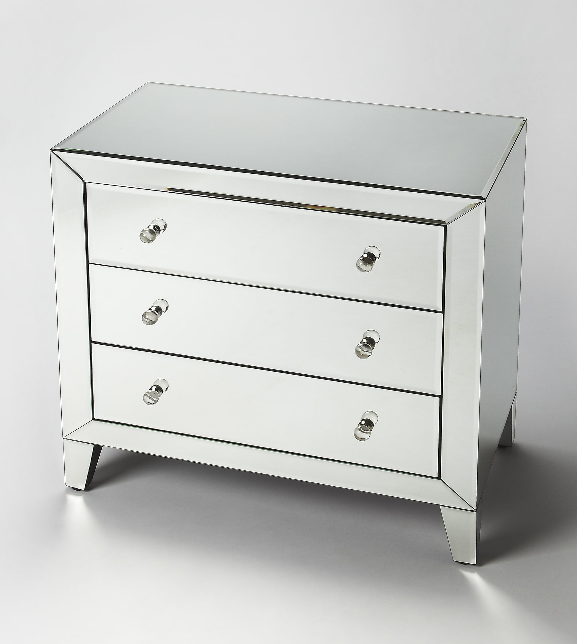 Butler Specialty Company Emily 30 in. W Rectangular Mirrored 3 Drawer Accent Chest, Clear