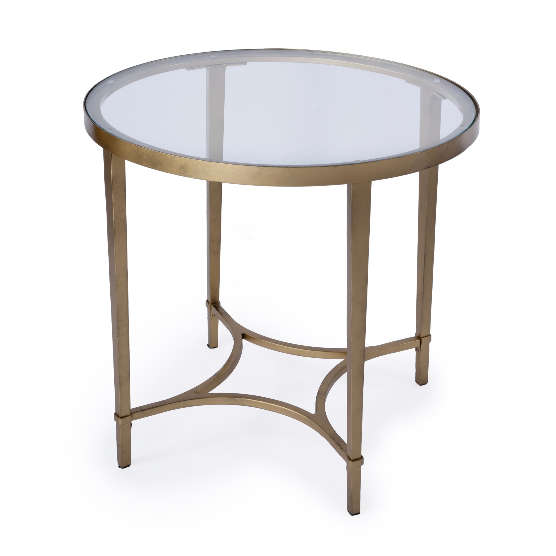 Butler Specialty Company Monica 26 in. W Oval Glass and Metal End Table, Gold
