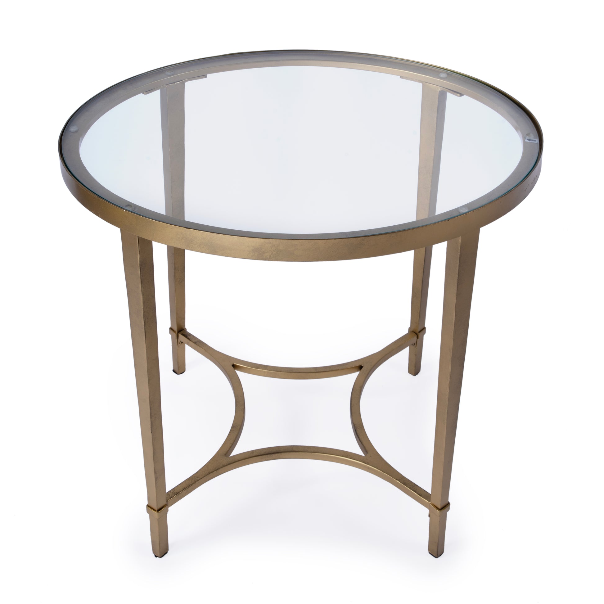 Butler Specialty Company Monica 26 in. W Oval Glass and Metal End Table, Gold