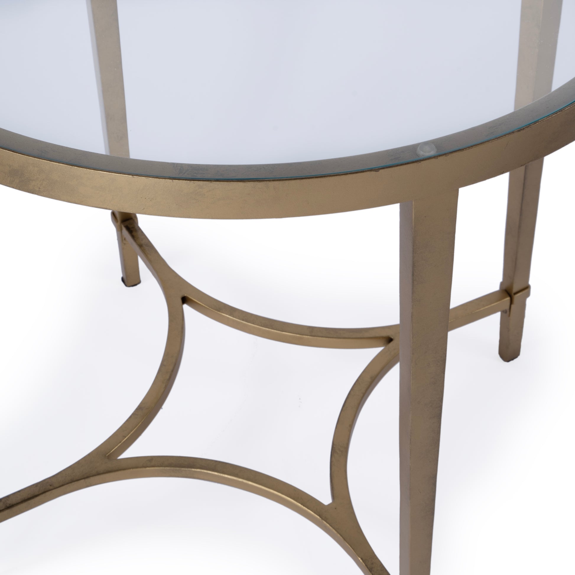 Butler Specialty Company Monica 26 in. W Oval Glass and Metal End Table, Gold