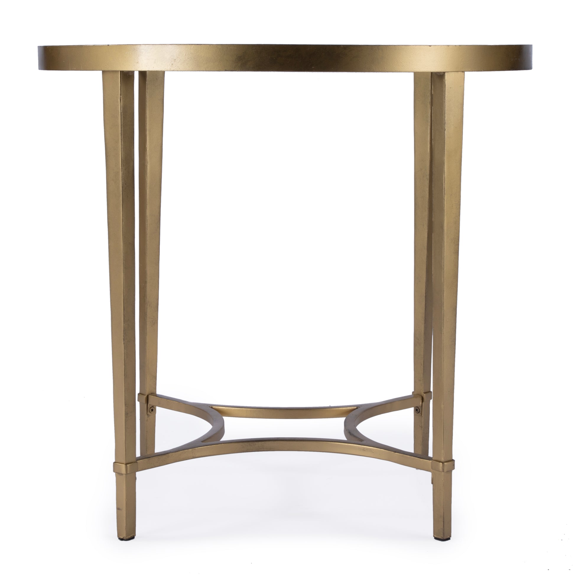 Butler Specialty Company Monica 26 in. W Oval Glass and Metal End Table, Gold