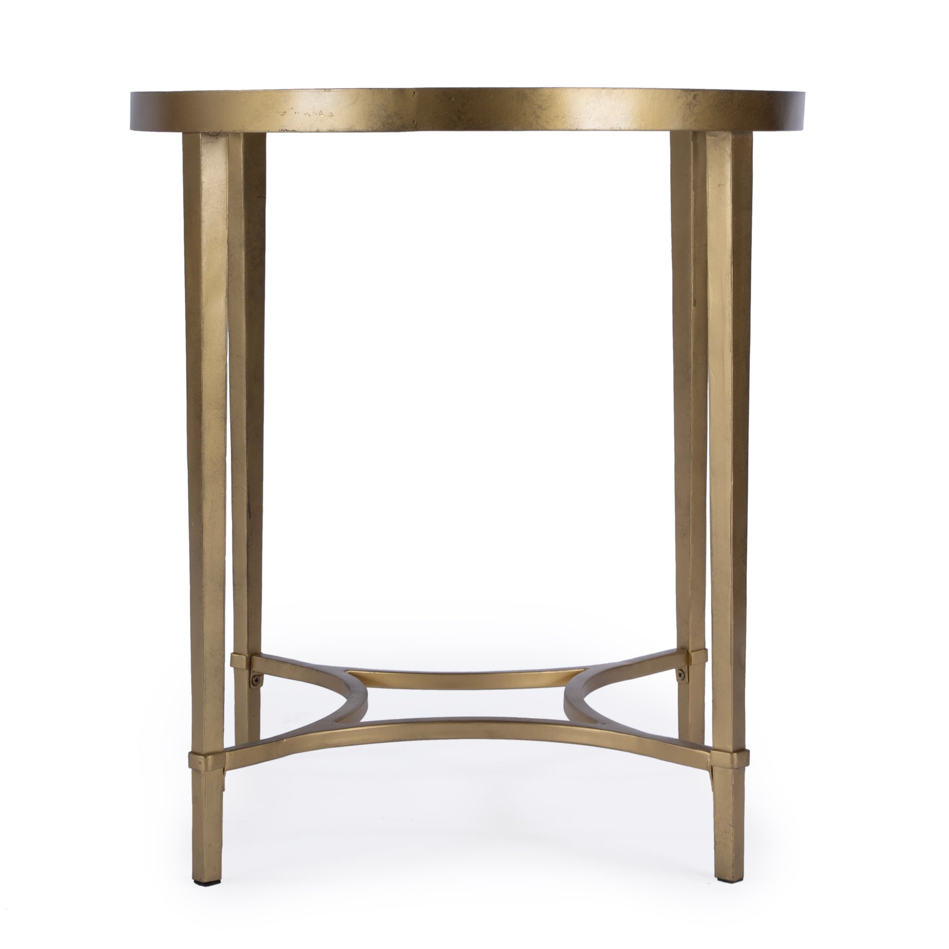 Butler Specialty Company Monica 26 in. W Oval Glass and Metal End Table, Gold