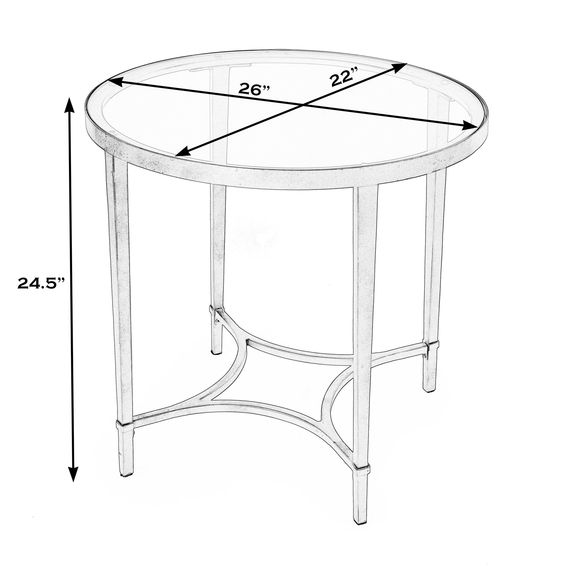 Butler Specialty Company Monica 26 in. W Oval Glass and Metal End Table, Gold
