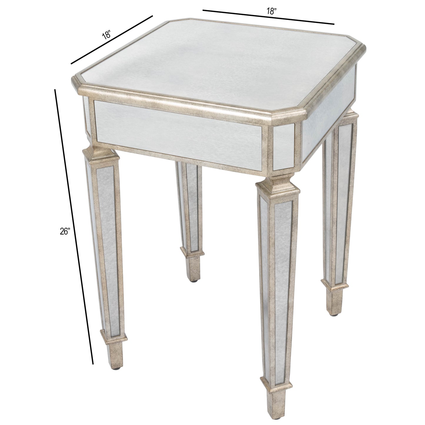 Butler Specialty Company Celeste 18 in. W Square Mirrored Side Table, Silver
